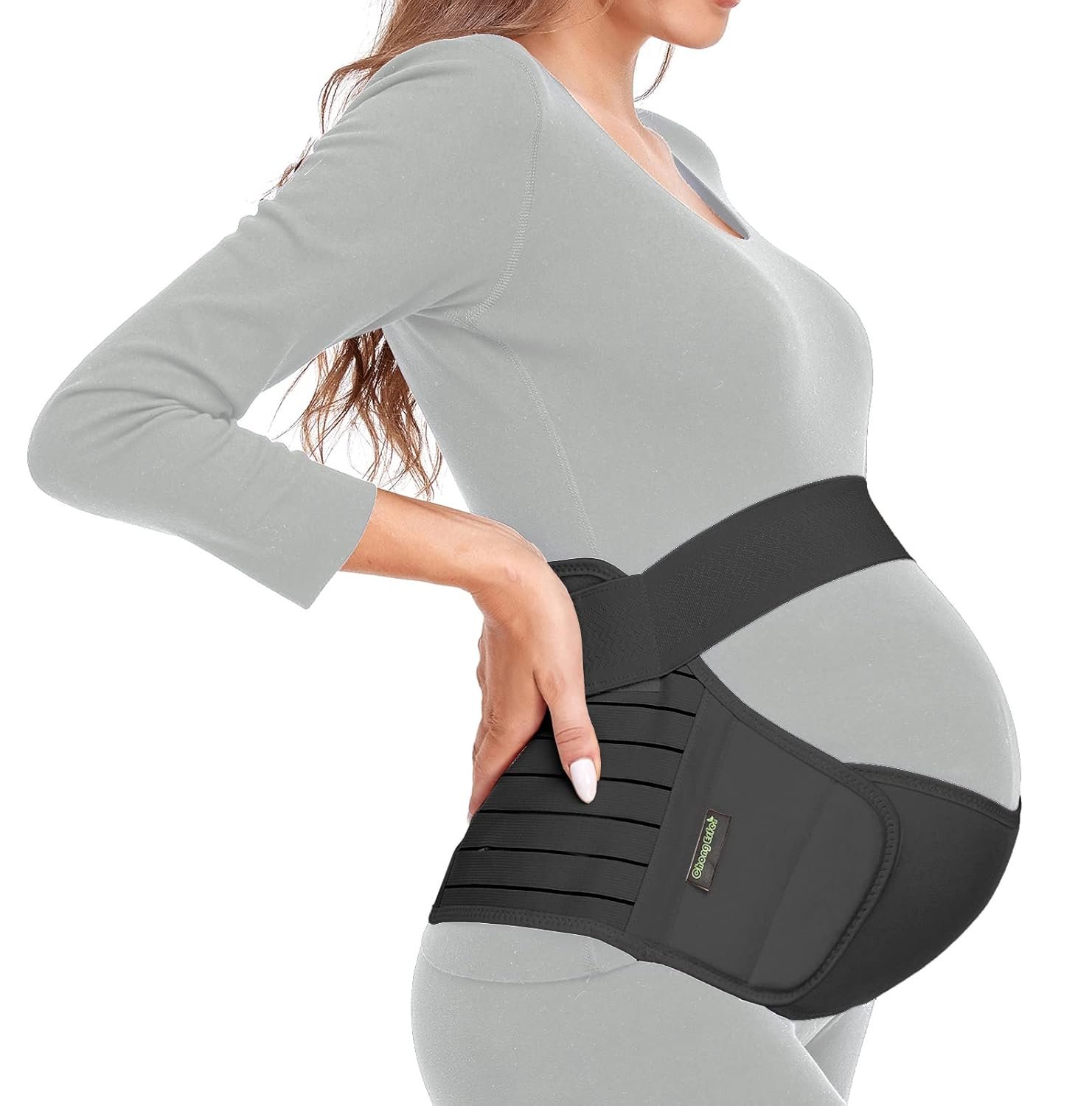 ChongErfei Maternity Belt, Pregnancy 3 in 1 Support Belt for Back/Pelvic/Hip Pain, Maternity Band Belly Support for Pregnancy Belly Support Band (L: Fit Ab 39.5″-51.3″, Black)