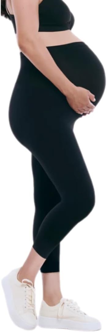 Motherhood Maternity Women’s Essential Stretch Secret Fit Over The Belly Pregnancy Crop Capri Legging