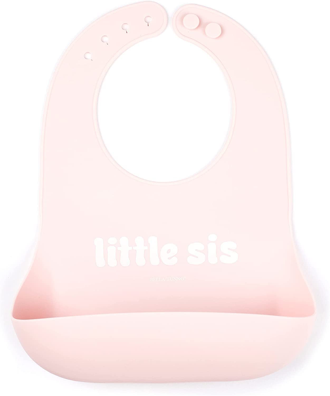 Bella Tunno Wonder Bib – Adjustable Silicone Baby Bibs for Girls, Durable and Waterproof BPA Free Silicone, Little Sis, One Size, (WB234)