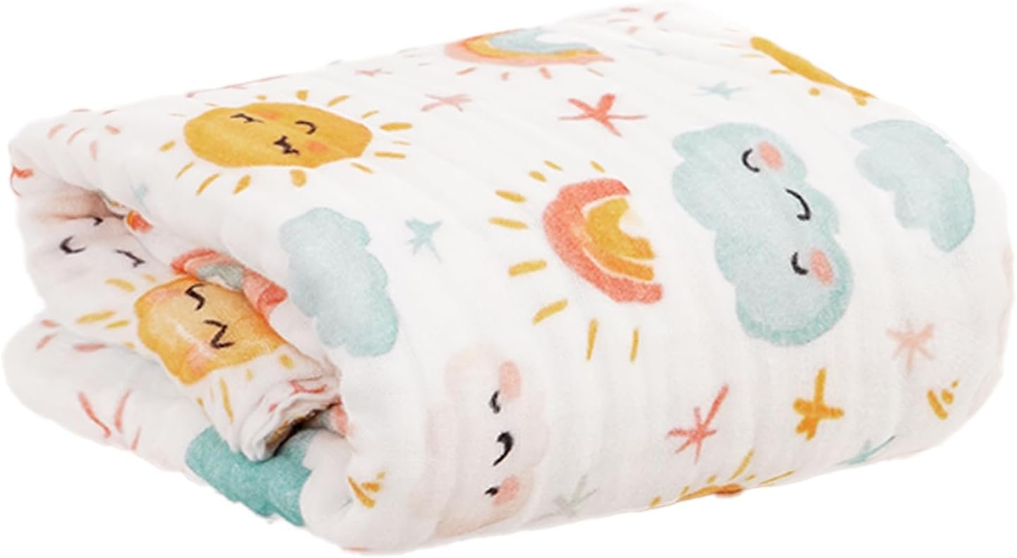 Muslin Swaddle Blankets 6-Layer Cotton Baby Blankets for Boys & Girls 43″X43″Inches Receiving Blankets,Soft Skin-Friendly Baby Crib Blanket,Breathable Quilt Bedspread(Sunny)