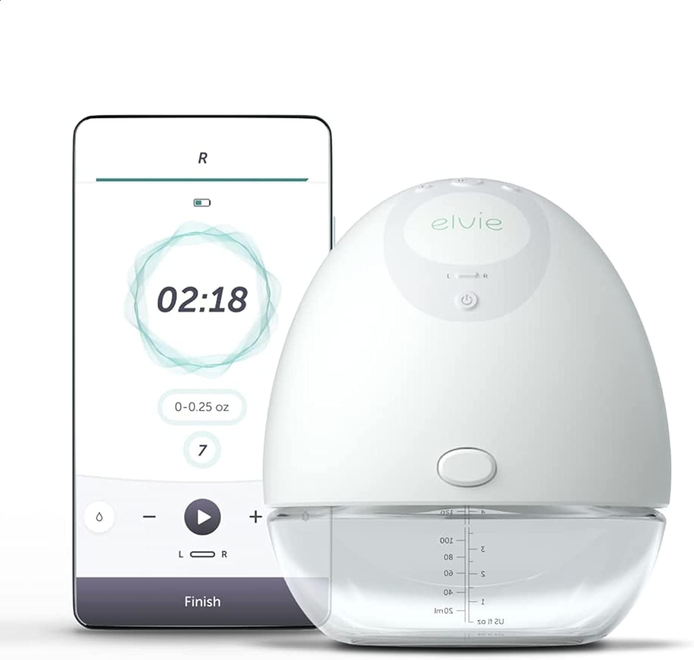 Elvie – Single, Wearable Breast Pump w/App – The Smallest & Quietest – Portable – Hands Free & Discreet – Automated w/Four Personalized Settings – Includes 3 Sets of Breast Shields