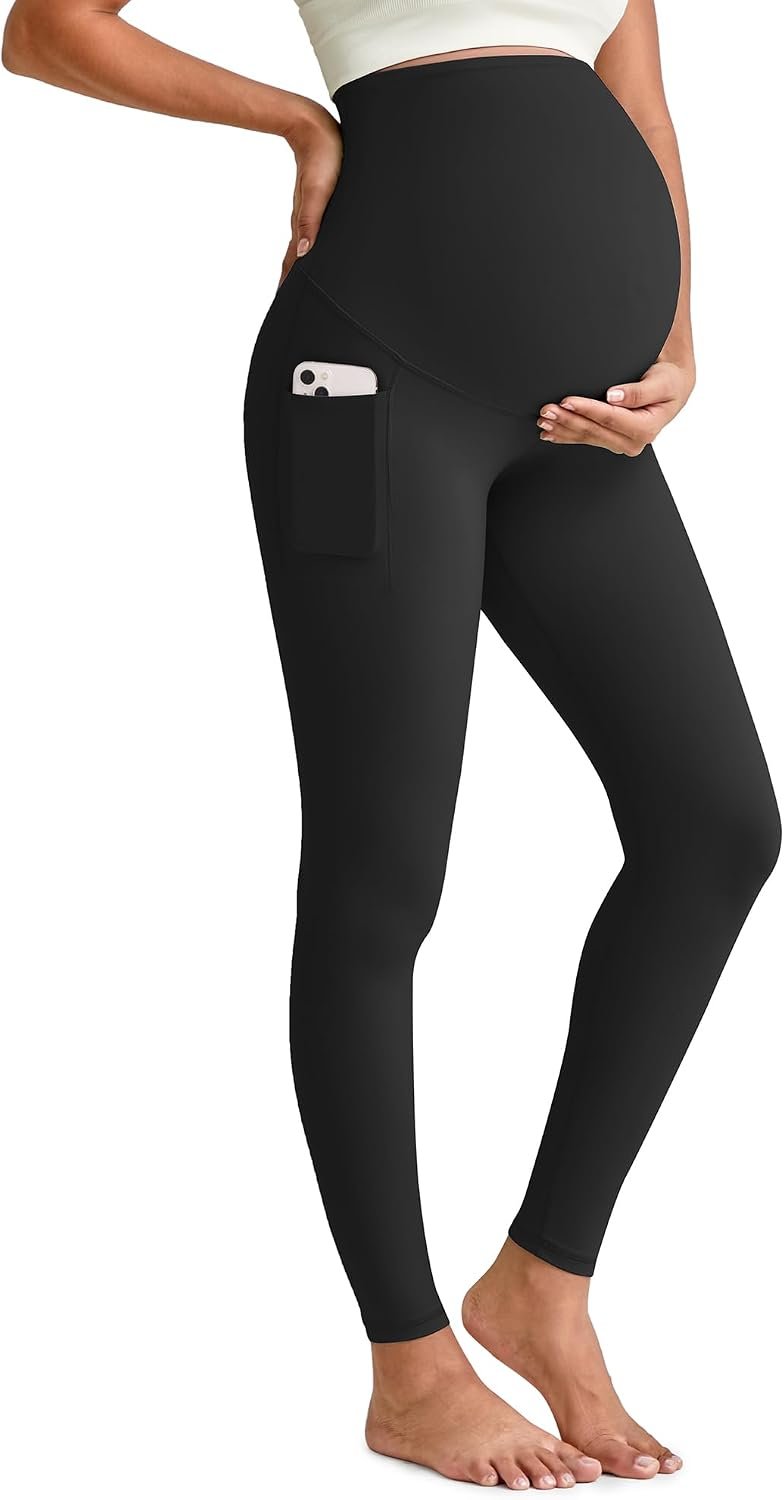 G4Free BareFeel Maternity Leggings with Pockets Over The Belly Stretchy Workout Yoga Pregnancy Pants