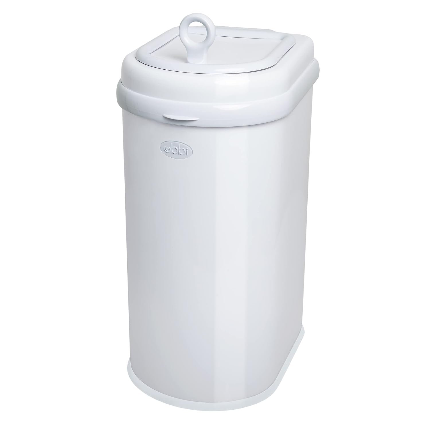 Ubbi Pet Waste Pail, Odor-Locking Cat Litter Disposal System, Stainless Steel Pet Waste Can with Safety Lock & Scoop, No Special Bags Required, White