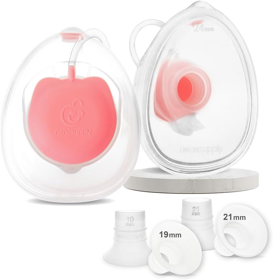 Nenesupply Handsfree Wearable Breast Milk Collection Cups Compatible with Spectra S1 S2 Baby Buddha Momcozy V1 Lansinoh Pumps 24mm Silicone Flanges Replacement for Spectra Pump Parts 19mm 21mm inserts