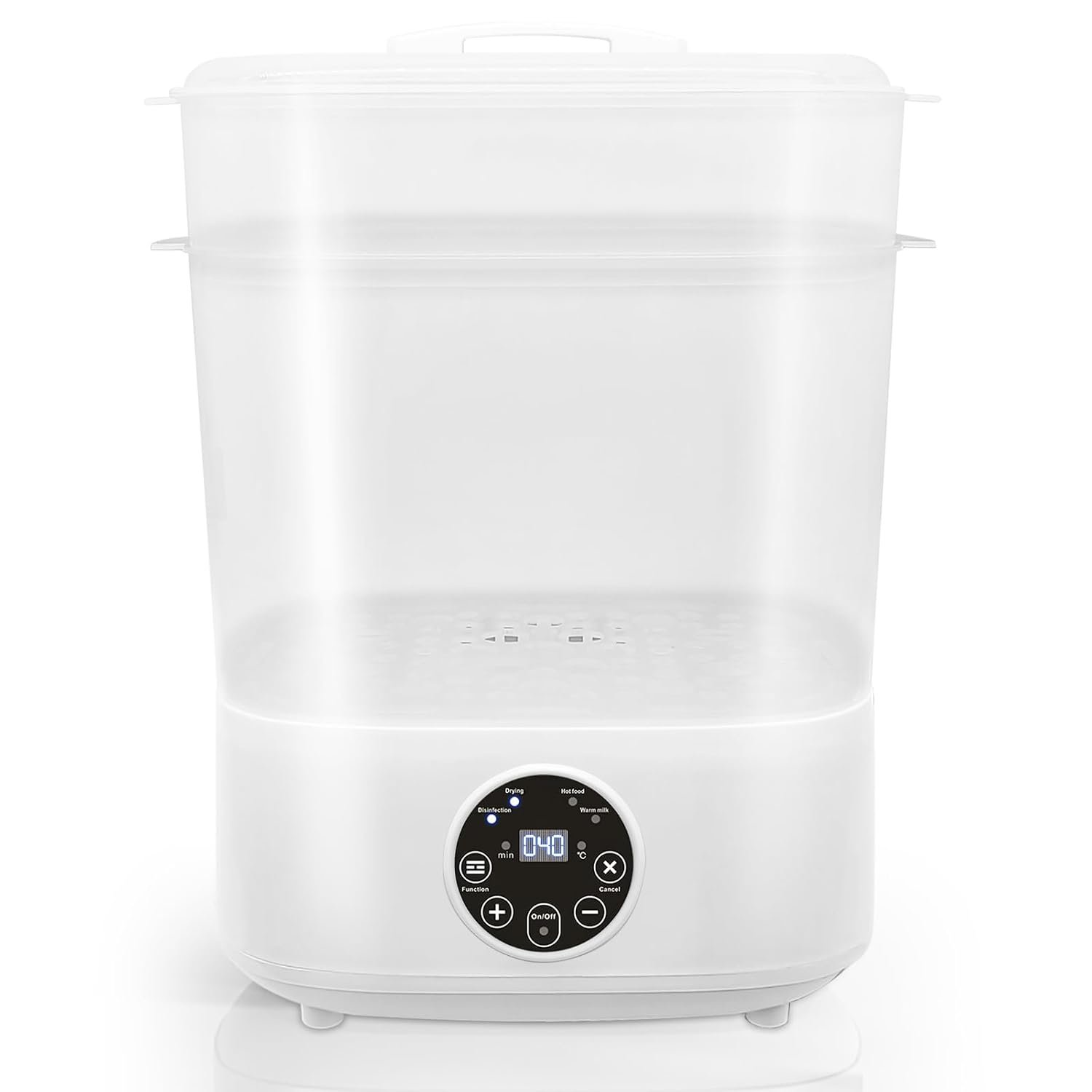 Fisca Baby Bottle Steri-lizer, 5-in-1 Large Capacity Bottle Steri-lizer and Dryer, 2 Layers Compact Electric Steam Steri-lizer for Baby Bottles, Pacifiers, Pump Parts & Baby Essentials-Transparent
