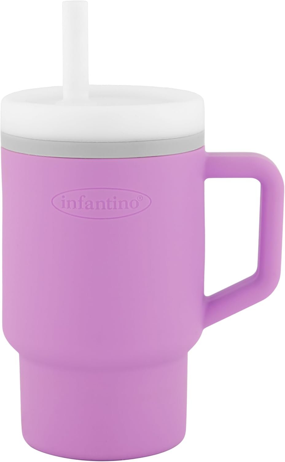 Infantino My 1st Tumbler, 9 Oz. Silicone Sippy Cup with Straw & Handle, Spill-Resistant Baby Cup for On-the-Go, BPA-Free Transition Bottle, Lilac