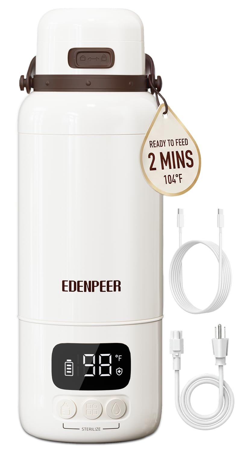 Portable Bottle Warmer for Travel | 3X Faster Heating | 3″ Wide Mouth for Easy Cleaning | USB-C & AC Plug-in Power Options | Built-in Sterilizer |Warms Breastmilk & Formula On the Go | 17oz Capacity