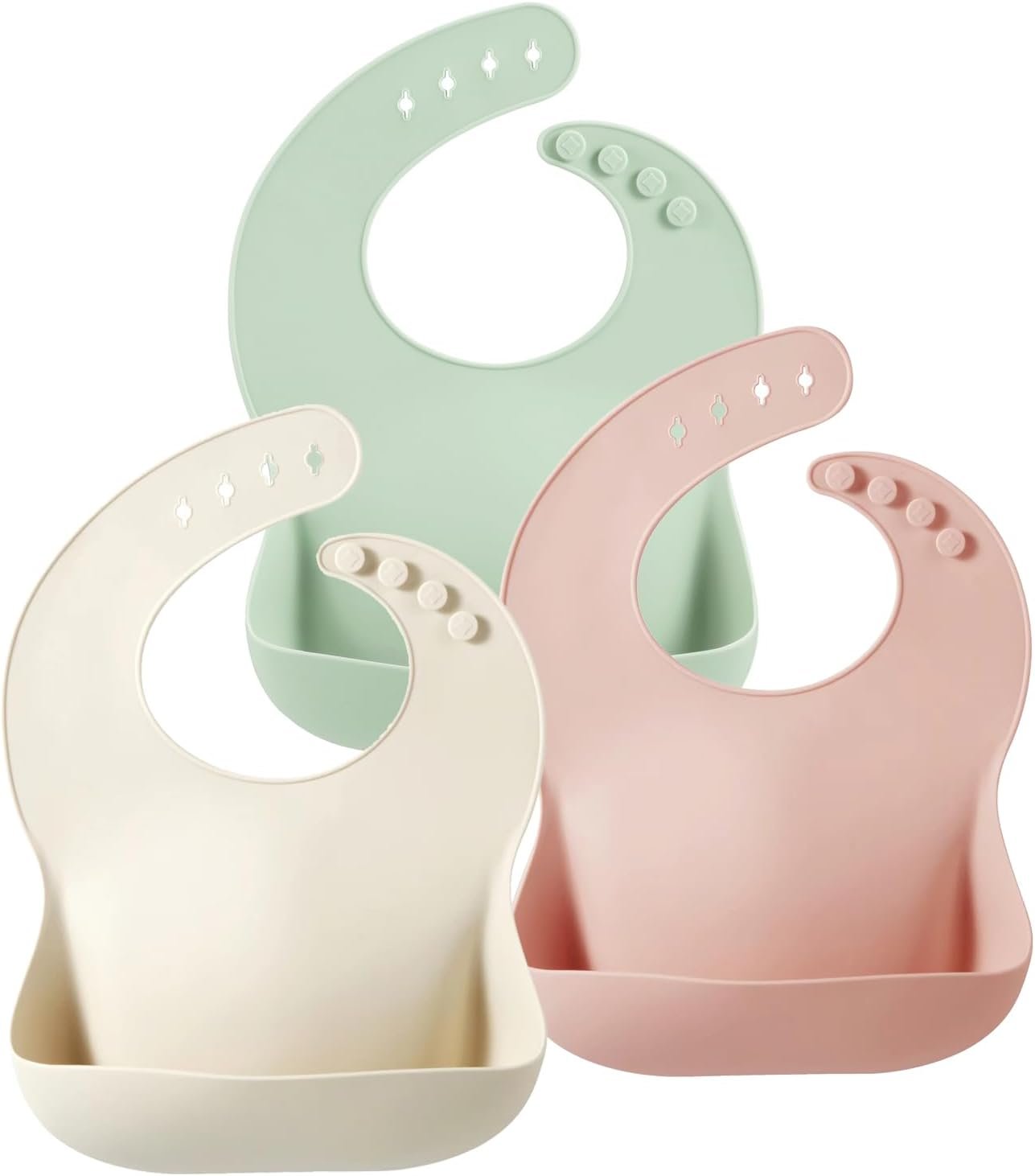 PandaEar Set of 3 Silicone Baby Bibs Waterproof, Soft, Unisex, 10-72 Months