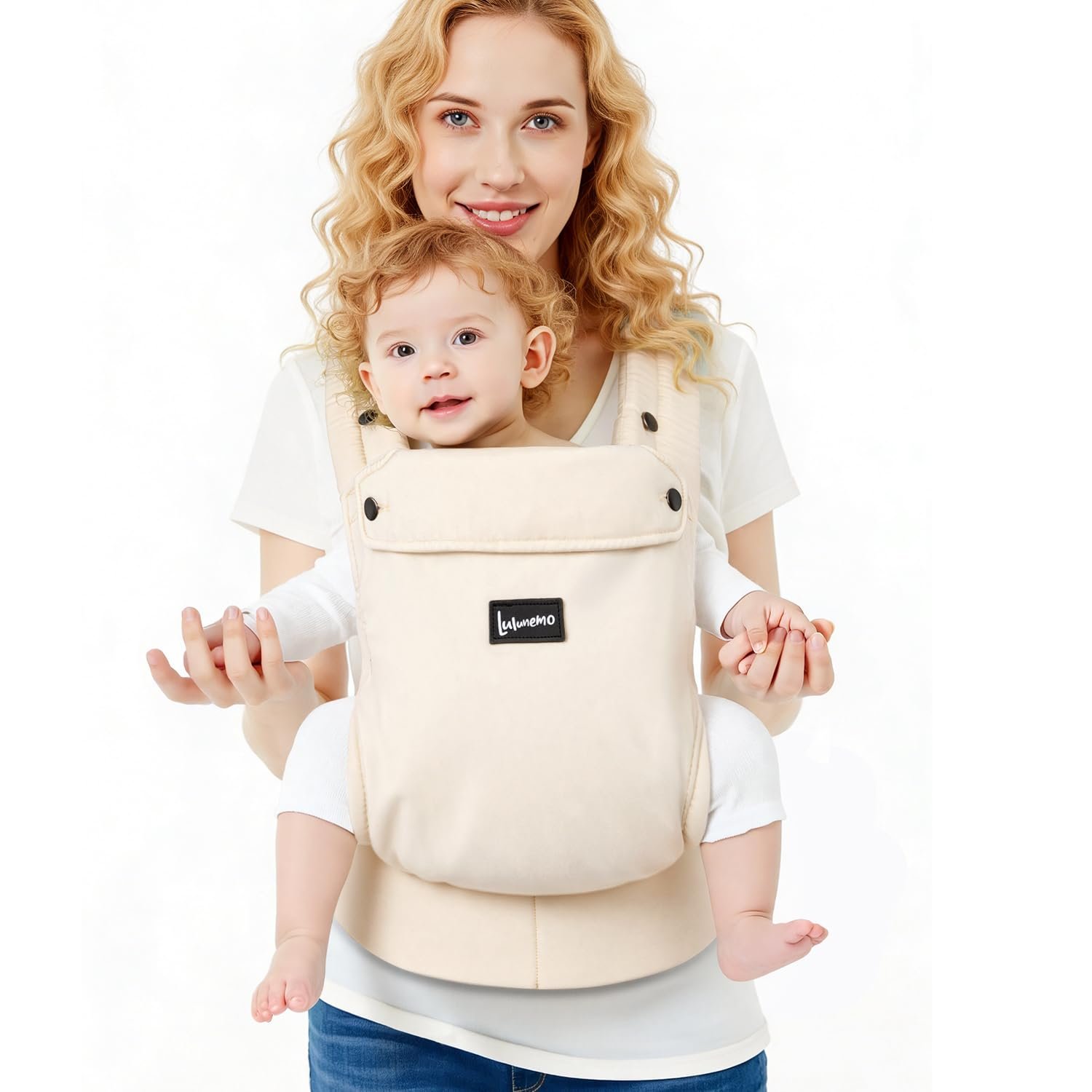 Lulunemo Ergonomic Baby Carrier 7-44lbs,Lumbar Support,Lightweight Comfort,Khaki