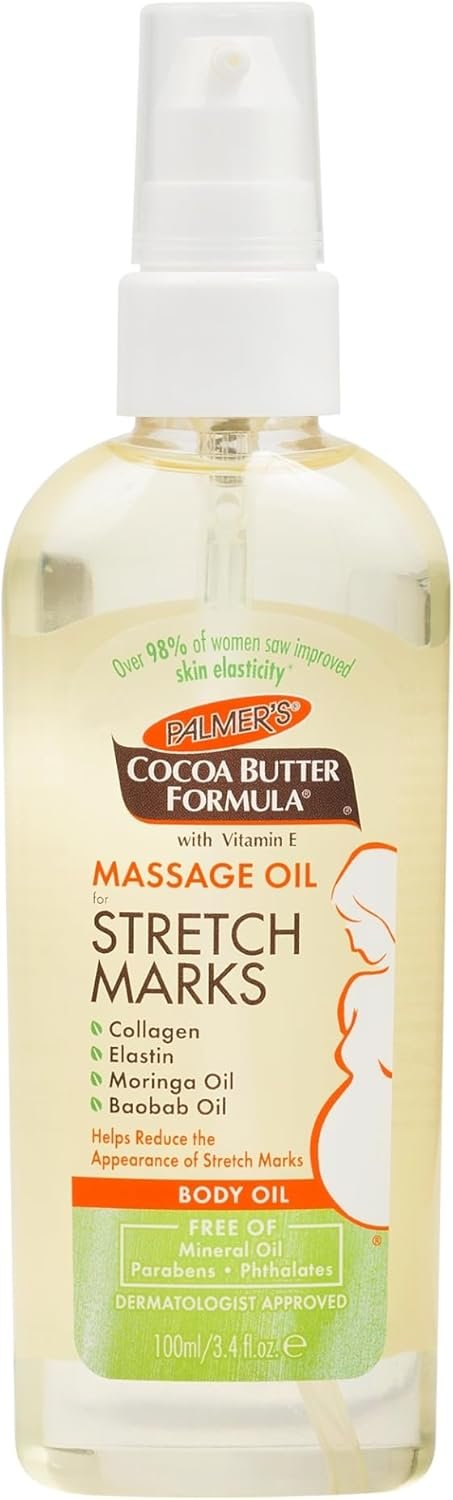 Palmer’s Cocoa Butter Formula Massage Oil for Stretch Marks and Pregnancy Skincare, 3.4 Ounces