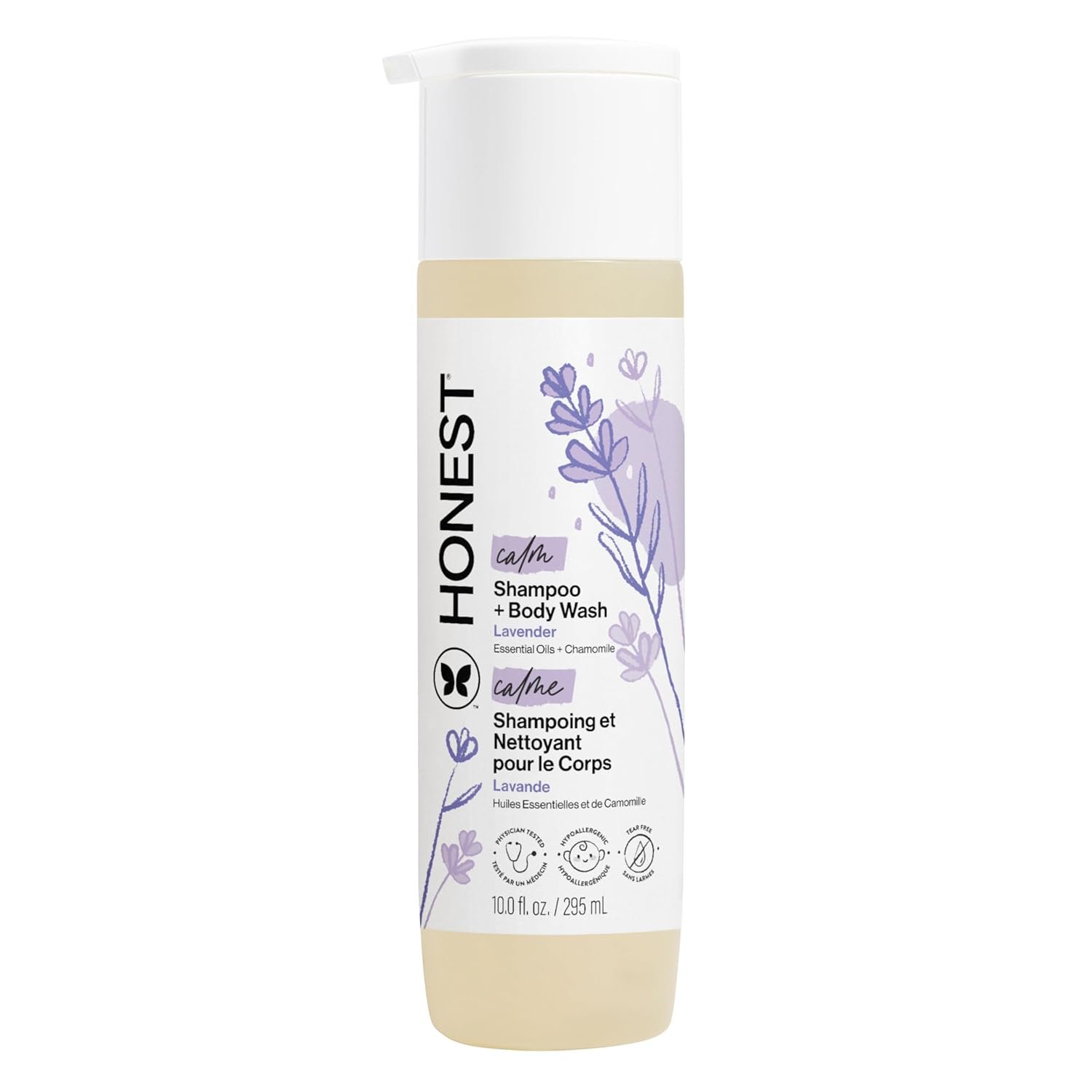 The Honest Company 2-in-1 Baby Shampoo & Body Wash, Tear-Free, Hypoallergenic, Naturally Derived, Lavender Calm Scent, 10 fl oz