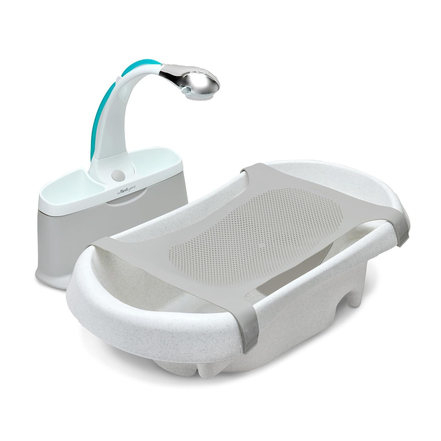 The First Years Rain Shower Baby Spa Bathtub Set – Includes Infant Sling, Soothing Spray Shower Head, Fresh Water Tank and Built-in Soft Brush – 3-in-1 Newborn to Toddler Design –Baby Bath Essentials