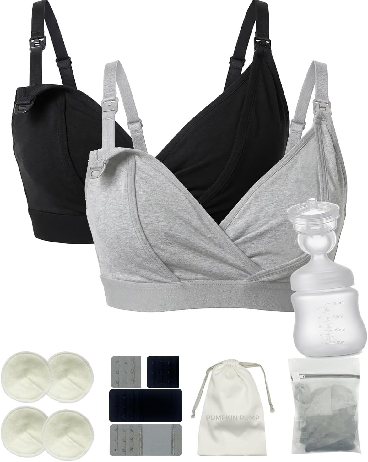 Pumping Bra Hands Free, Nursing and Pumping Bra in One, 2pk Adjustable V-Neck Bra Holding Breast Pumps