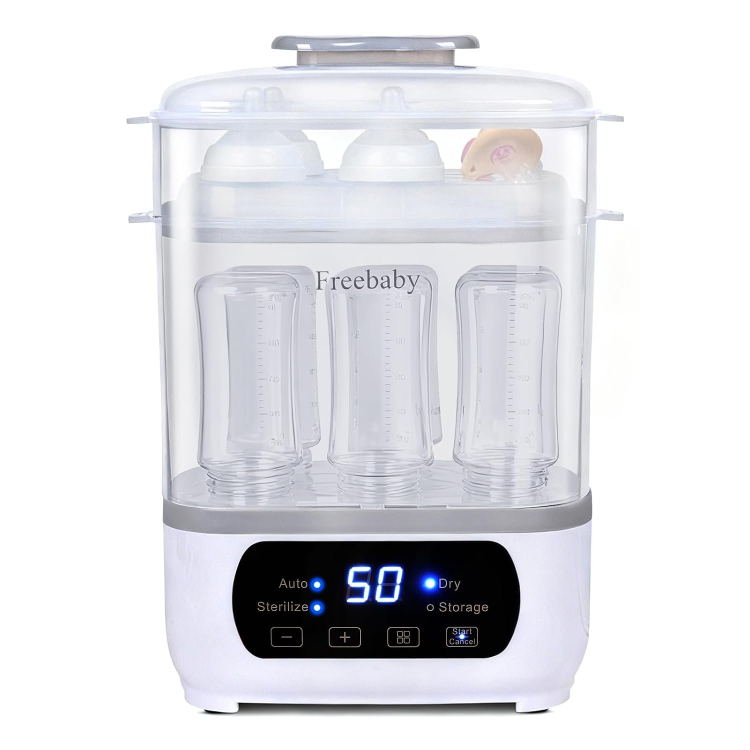 Freebaby Baby Bottle Steamer and Dryer, All-in-One Sterilizer and Dryer for All Baby Bottle, Bottle Sanitizer for Pacifiers&Breast Pump Parts, 8 Bottles Capacity and Auto-Off