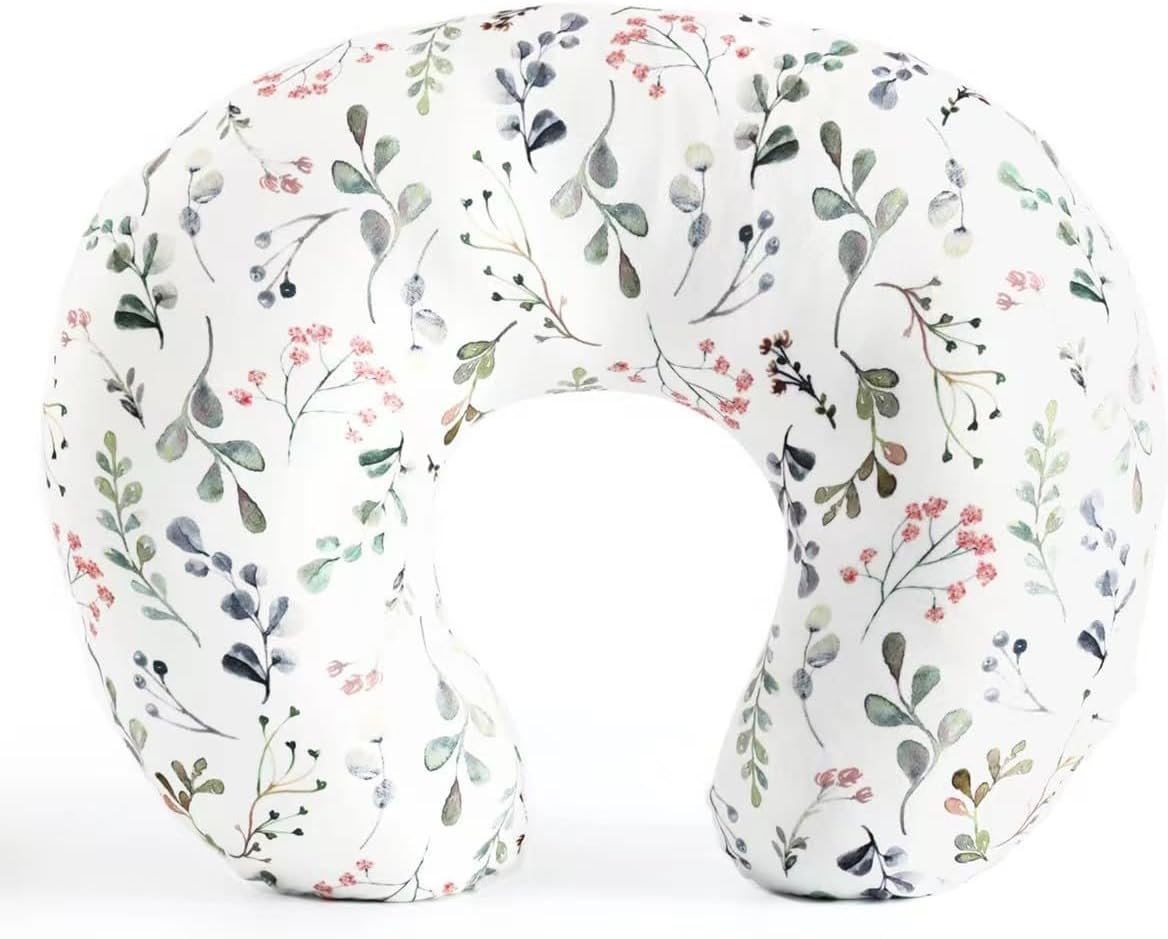Nursing Pillow and Positioner, Breastfeeding, Bottle Feeding, Baby with Removable Ultra Soft Minky Cover, Tummy Time Support for Baby Boys and Girls(Floarl)