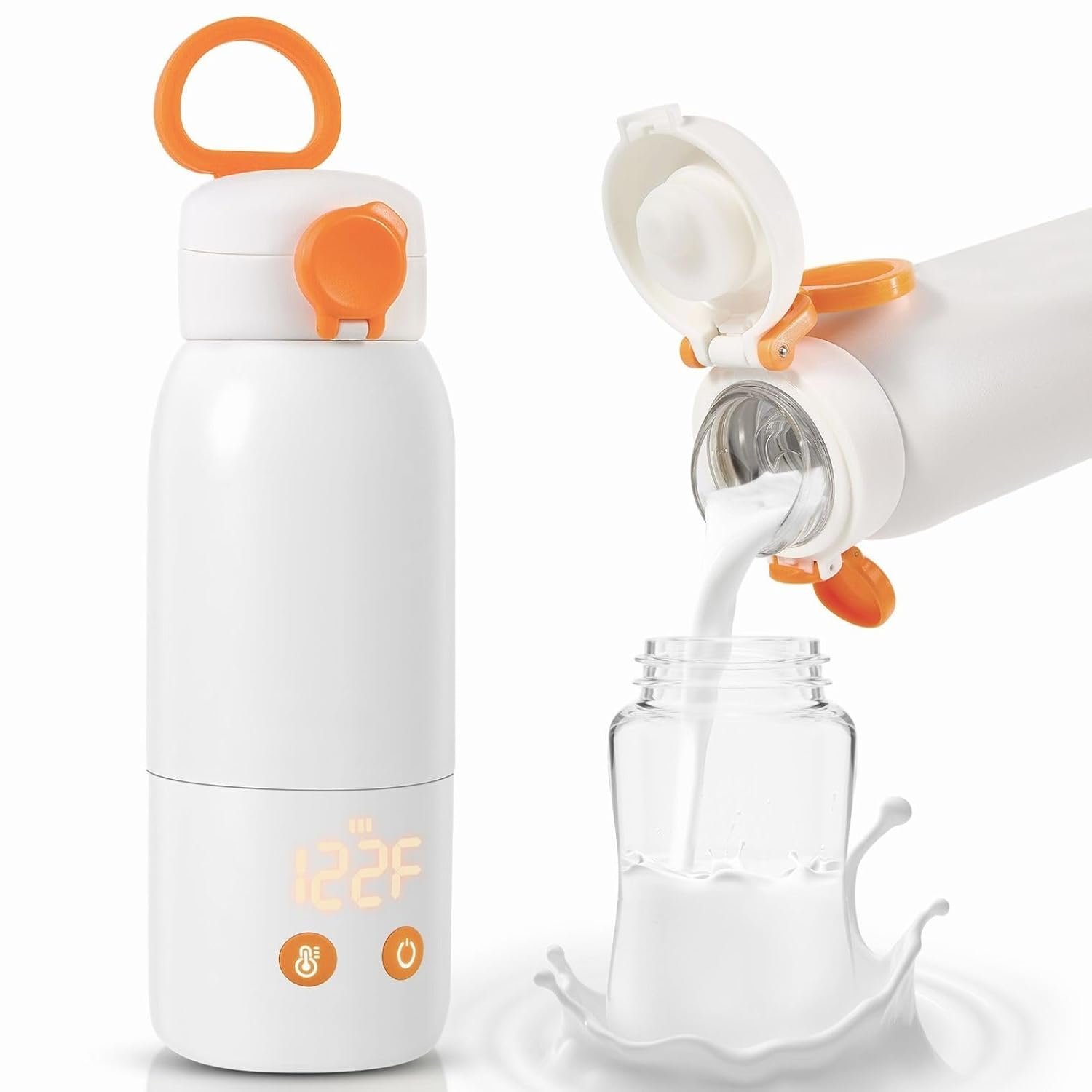 Portable Bottle Warmer for Travel, 12oz Large Capacity Fast Heating, 4 Levels Precise Temperature Control, Long Battery Life, Rechargeable Formula Water Milk Warmer for Car, Airplane & Outdoor Use