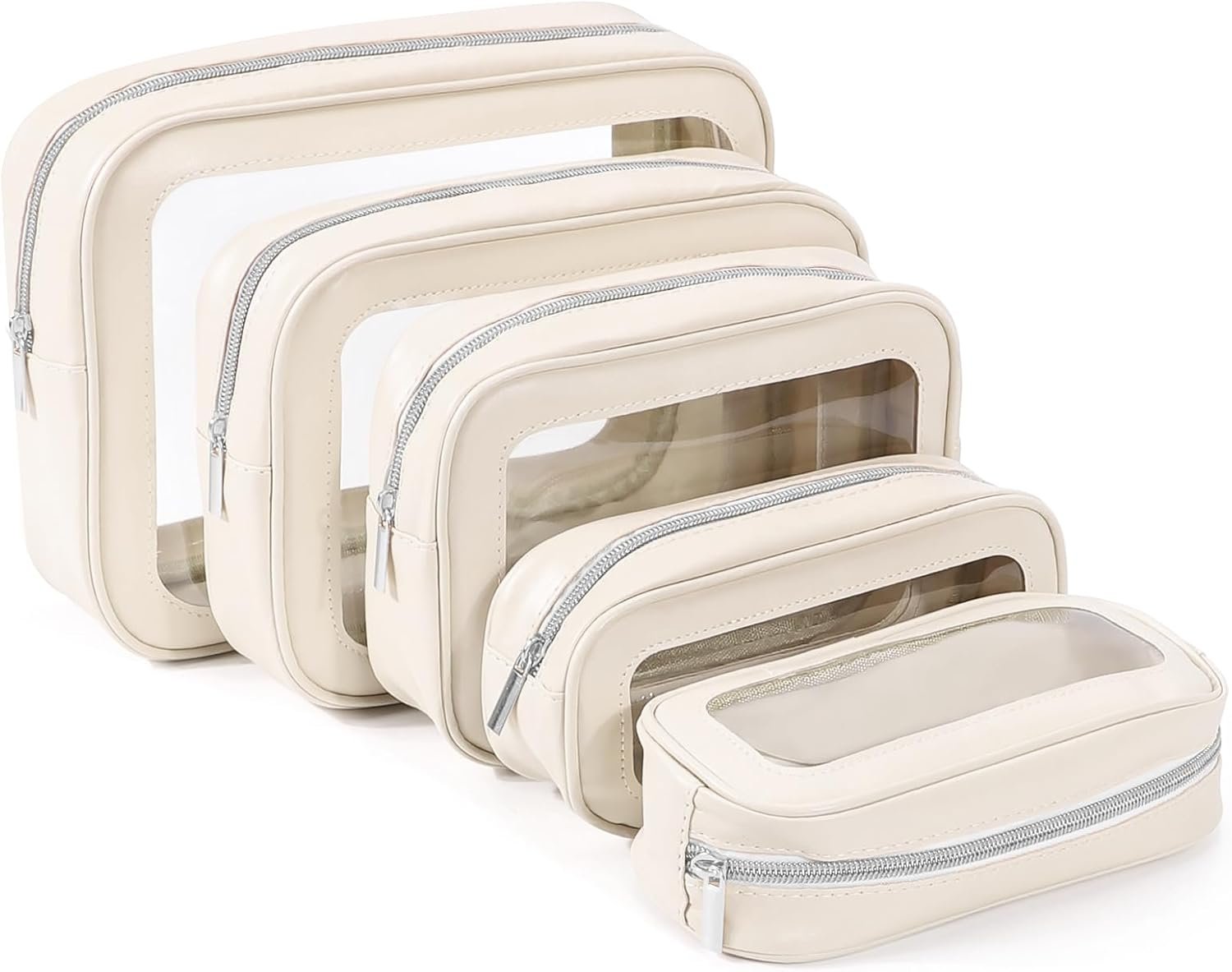 YOPCDJ 5PCS Diaper Bag Organizer Pouch Set, TSA Approved Toiletry Bag，Clear Waterproof TPU Makeup Bag Set Travel Organizer Bags for Women and Kids