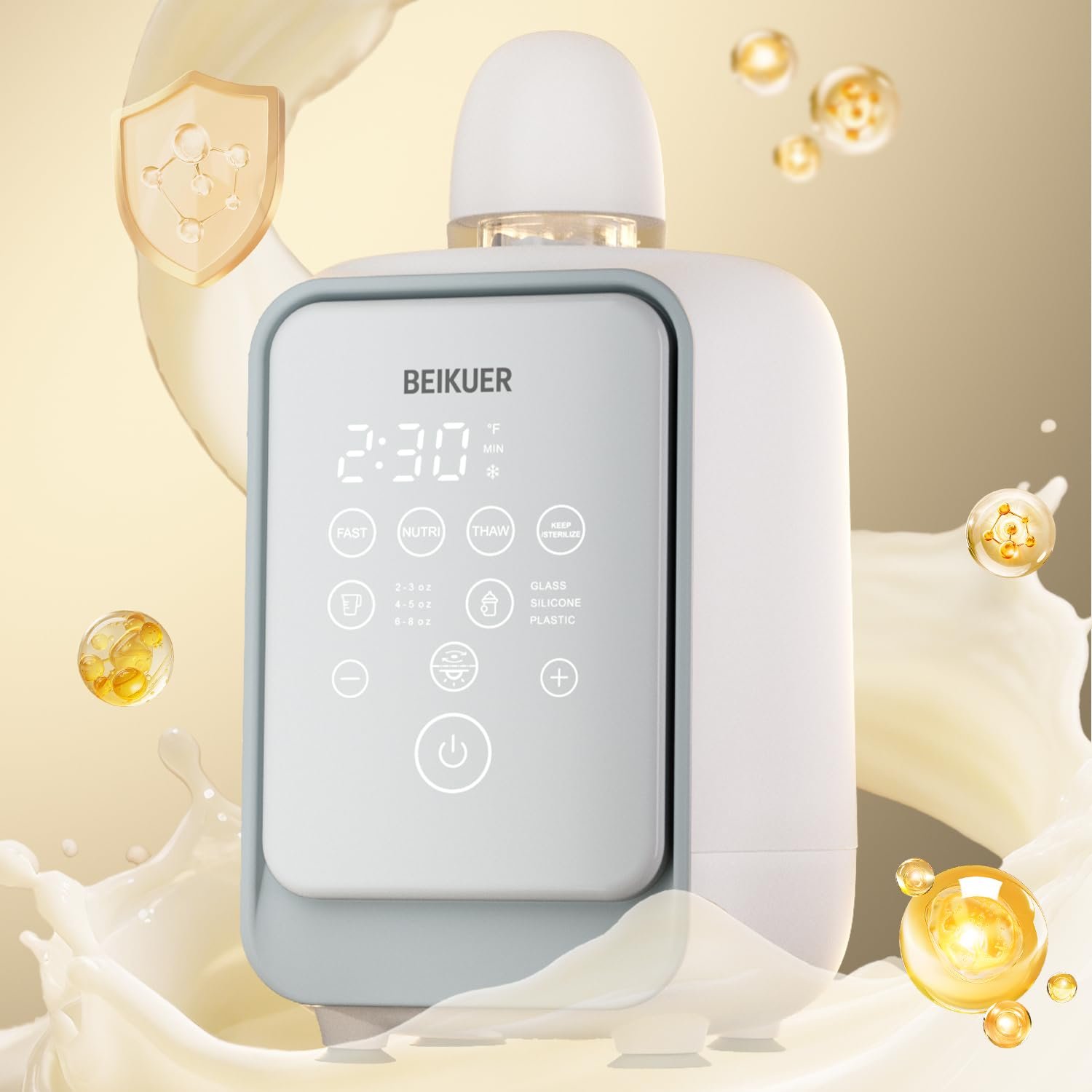 12-in-1 Baby Bottle Warmer for Breastmilk, 2min Fast Swirlable Milk Warmers with 24H Locks Nutrients, Smart Precise Even Heating, Temperature Control, Timer, Night Light, Fits All Bottles, Bags, Jars