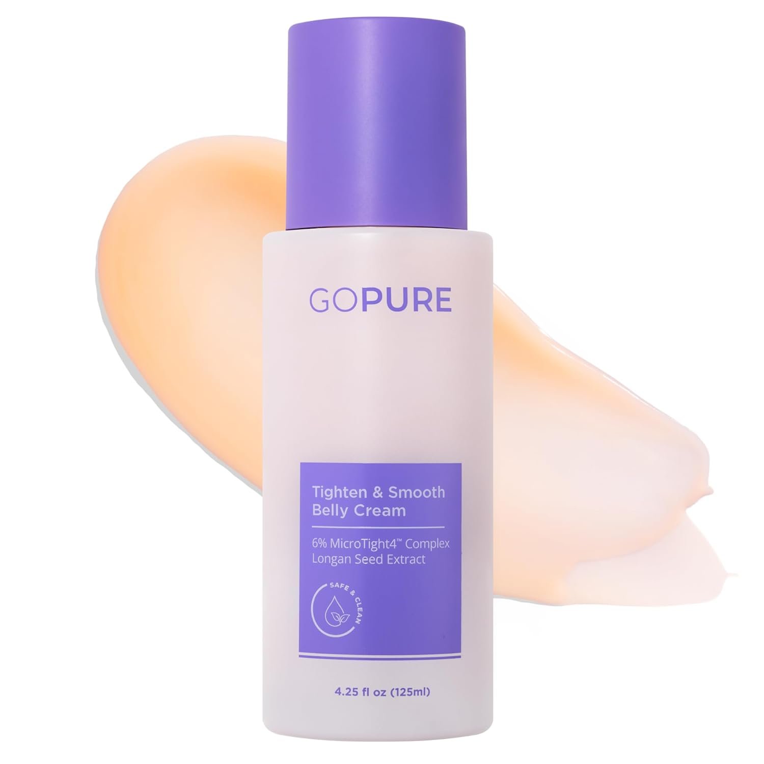 GOPURE Tighten & Smooth Belly Cream – Clinically Tested with MicroTight4 Complex to Reduce the Appearance of Cellulite & Stretch Marks – Quick Absorbing for Smoother, Firmer-Looking Skin, 4.25oz