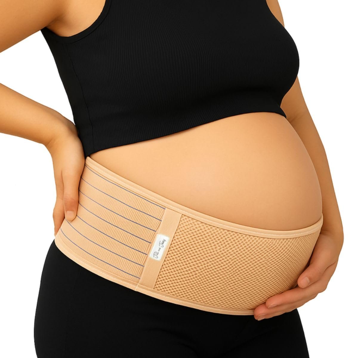 Jill & Joey Maternity Belt – Belly Band for Pregnant Women – Back Brace & Belly Support – Pregnancy Must-Have – Back Pain Relief (Beige, Medium)