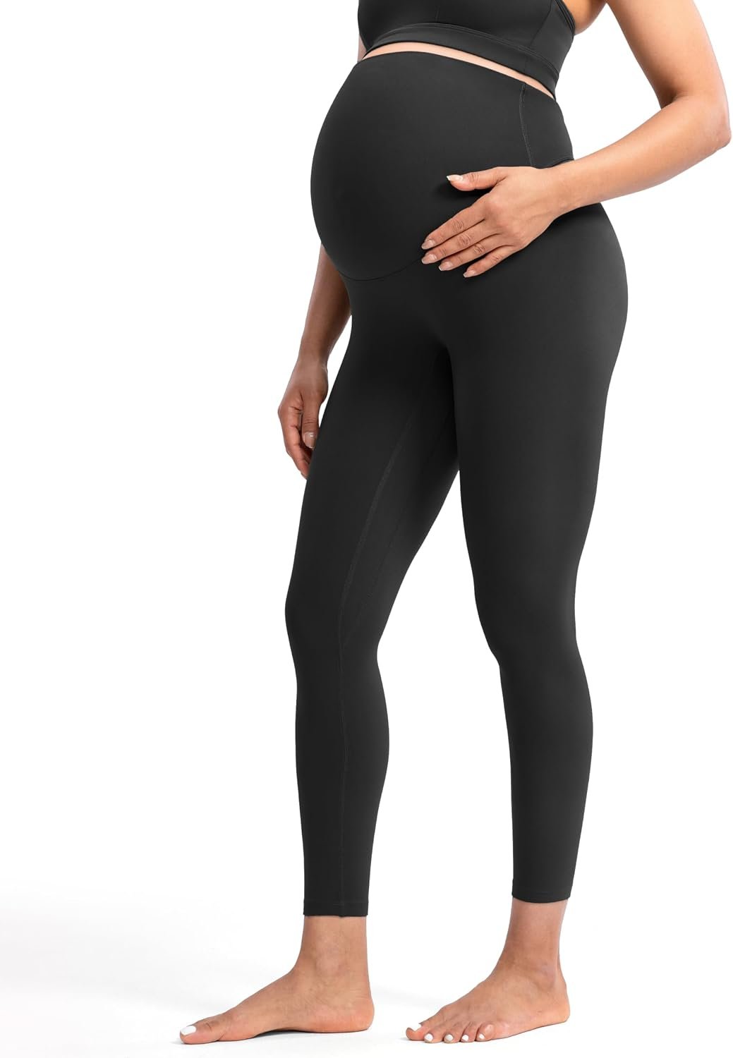 POSHDIVAH Women’s Creamluxe Maternity Leggings 25″/28″ Over The Belly Pregnancy Yoga Pants Active Workout Leggings