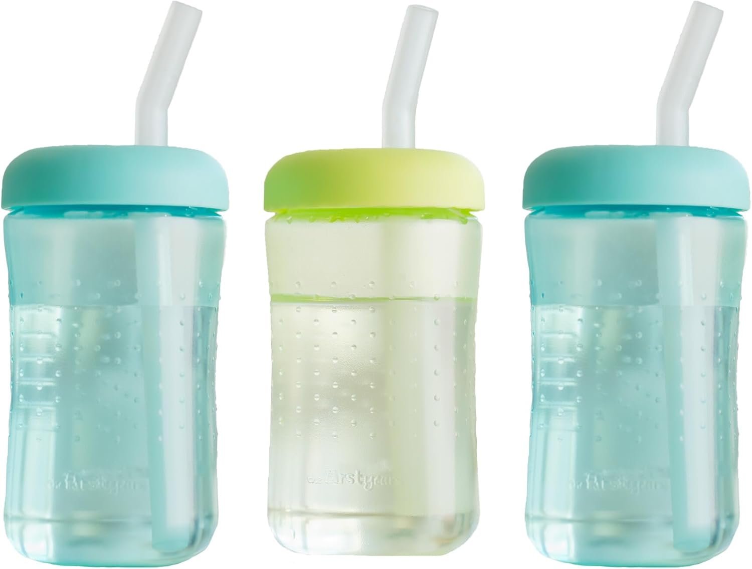 The First Years Squeeze & Sip Toddler Straw Cups – Squeezable Transition Sippy Cup with Silicone Straw – Toddler Feeding Supplies – 7 Oz – 3 Count – Ages 6 Months and Up