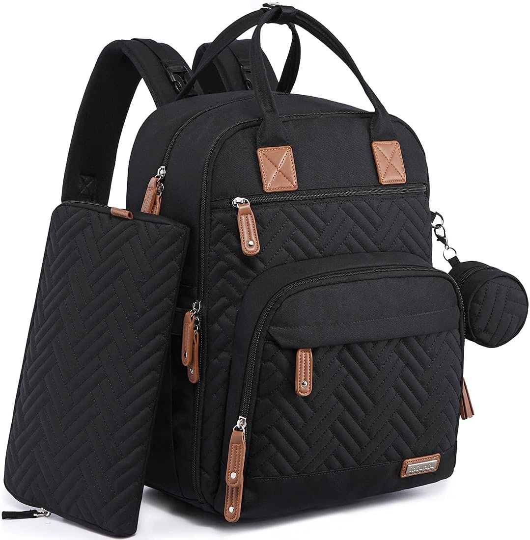 iniuniu Diaper Bag Backpack, 4 in 1 kit Large Unisex Baby Bags for Boys Girls, Waterproof Travel Back Pack with Pouch