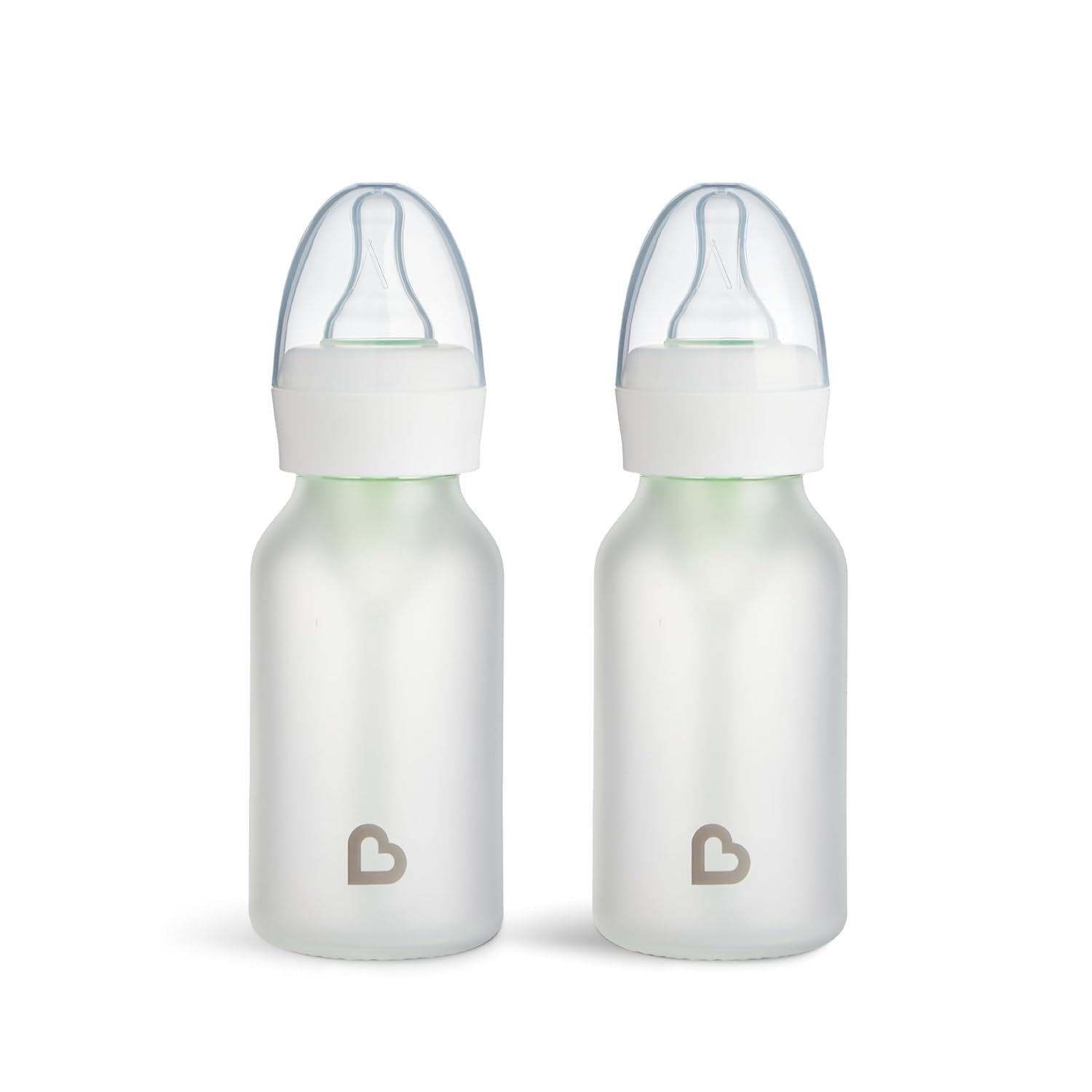 Munchkin Bond Glass Baby Bottles, Anti Colic Baby Bottles for Newborns, 4 oz Silicone Coated BPA Free Slow Flow Bottles for Breastfed Babies, Infant Feeding Bottle Set, 2 Pack, White
