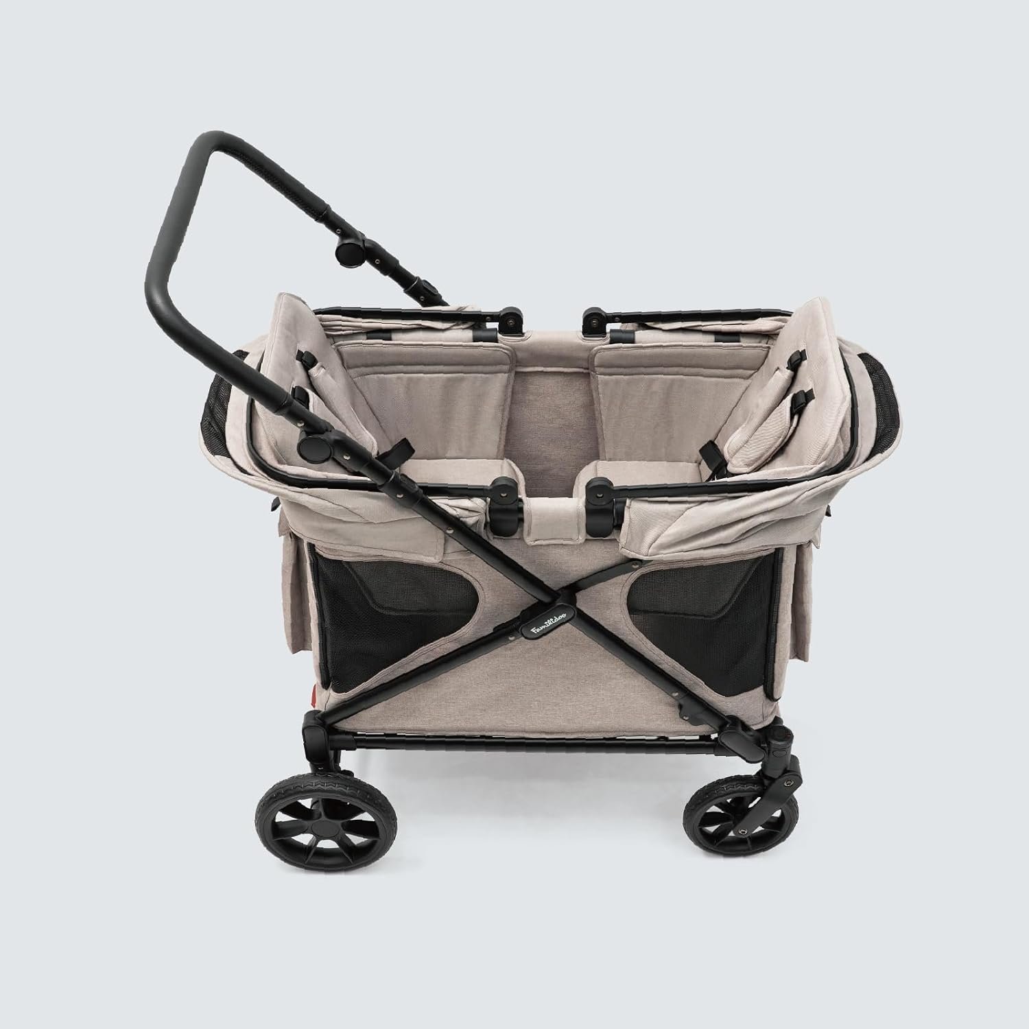 Familidoo Q2 Multi-Use 2 Seat Kids Wagon Stroller – Foldable, Lightweight & All-Terrain for Kids & Pets – Magnetic Safety Harness, Rain Cover & Compact Travel Design – Up to 198 lbs (Ash Rose)
