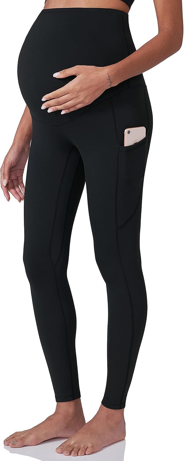 POSHDIVAH Women’s Maternity Workout Leggings Over The Belly Pregnancy Yoga Pants with Pockets Soft Activewear Work Pants