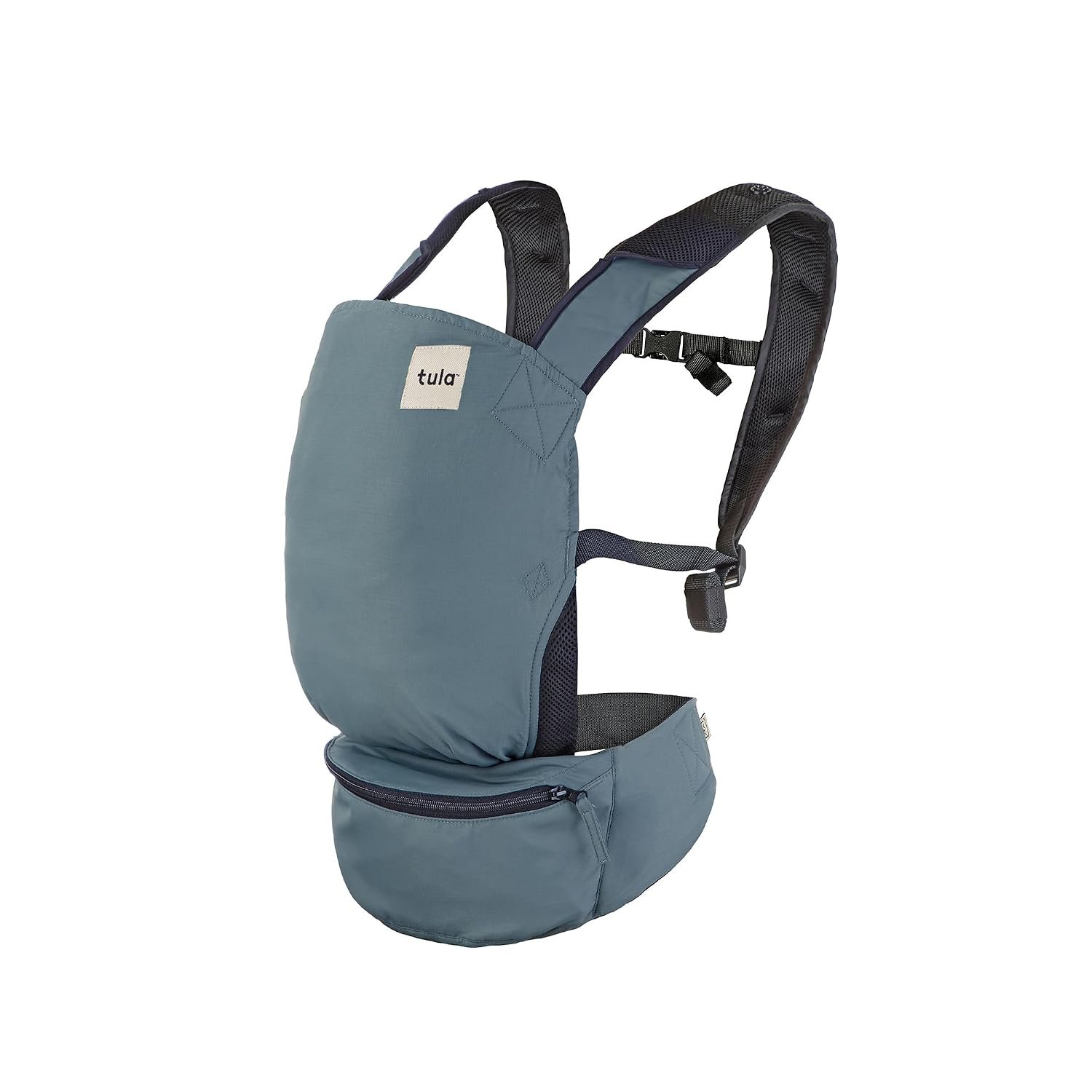 Baby Tula Lite Ripstop Nylon Compact Baby Carrier, Lightweight and Ergonomic Carrier for Travel w/Convenient Storage Hip Pouch, Multiple Carrying Positions for Babies 12lbs to 30lbs – Slate (Blue)