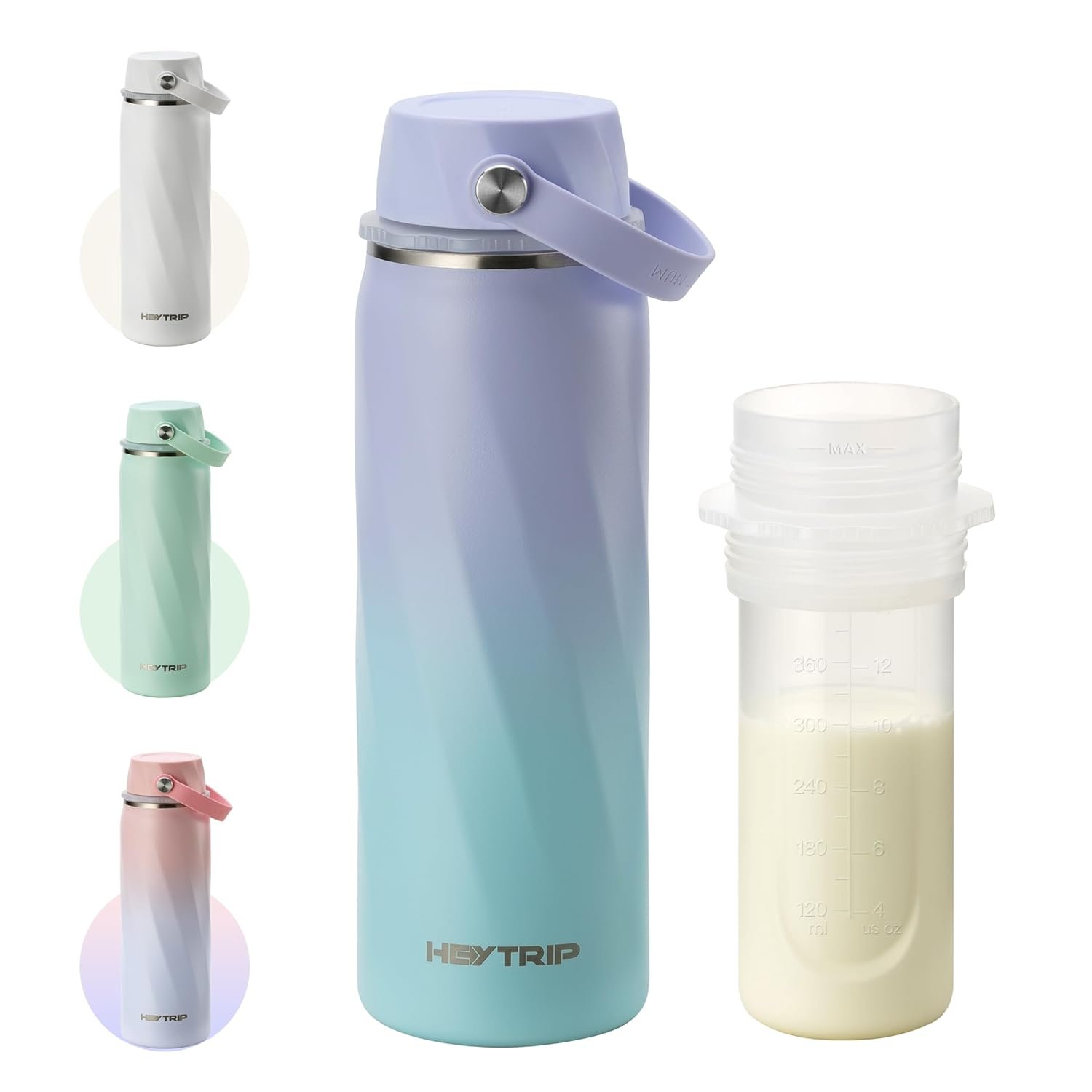 HEYTRIP Portable Breastmilk Cooler – 20oz Stainless Steel Milk Chiller Bottle for Travel & Work | Reusable Breastmilk Storage Container, 36+ Hour Cooling, TSA Approved | Violet Aurora