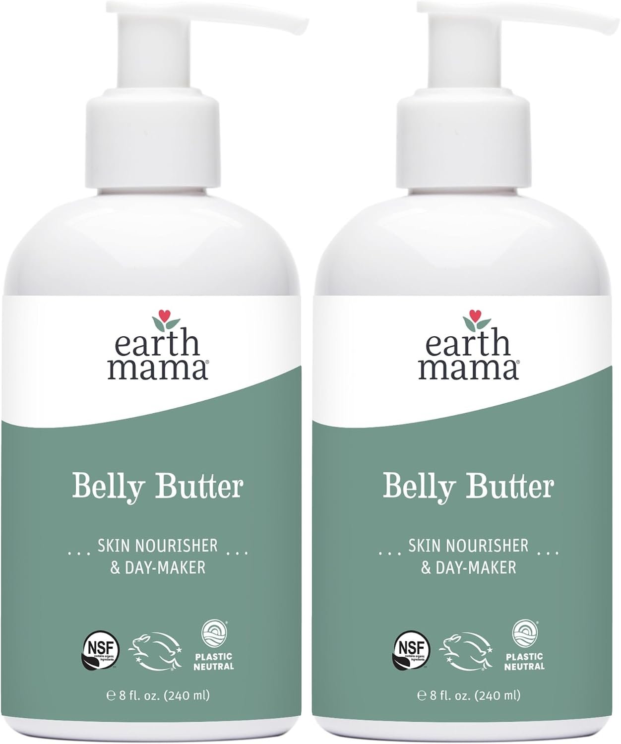 Earth Mama Belly Butter, Maternity Moisturizer for Dry Skin | Lotion for Pregnancy and Postpartum Recovery Self Care, Body Cream with Aloe, Fragrance Free, 8-Fluid Ounce (2-Pack)