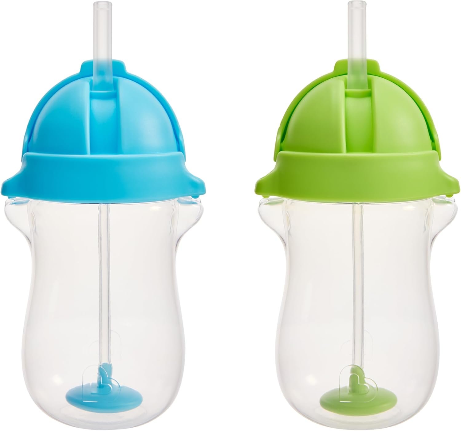 Munchkin Any Angle Weighted Toddler Straw Cups with Click Lock Lid, 10 Ounce, 2 Pack, Blue/Green