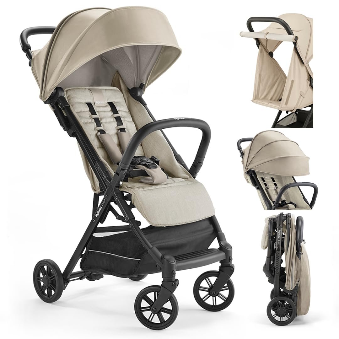Inglesina Quid 2 Stroller – Alpaca Beige – Ultra Compact Lightweight Travel Stroller, Babies and Toddlers, Airplane Overhead, Foldable, Reclining Seat, Collapsible Canopy, 3 Months – 50 lbs, BPA Free