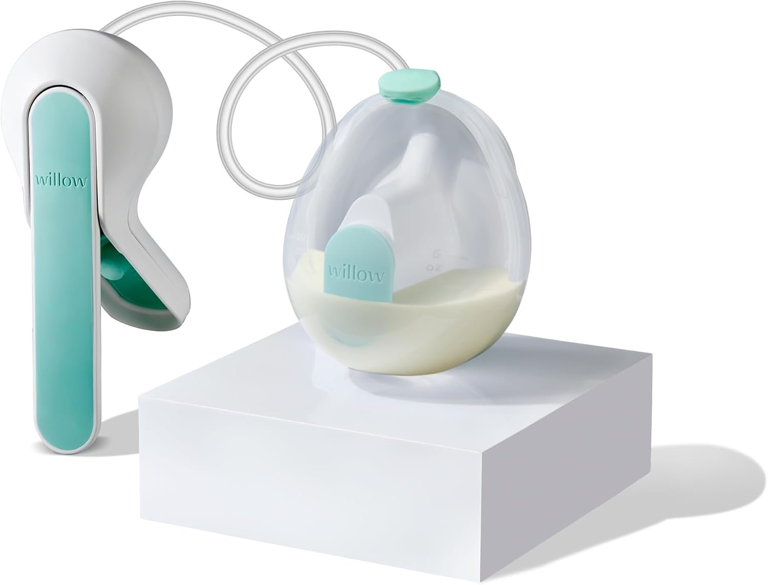 Willow Wave – Wearable Manual Breast Pump – Fits Fully in Bra – Ergonomic Handle – 24mm Soft Silicone Flange – Wearable Breastfeeding Pump – Hospital Grade Suction – Postpartum Essentials – Holds 5oz