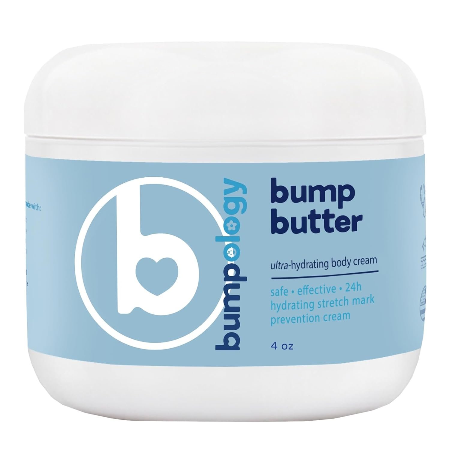 Bumpology Bump Butter, Hydrating Belly Balm for Pregnancy, Stretch Marks & Dry Skin, 3-in-1 Moisturizer with Shea & Cocoa Butter, & Vitamin E, Vanilla Scent, 4 oz