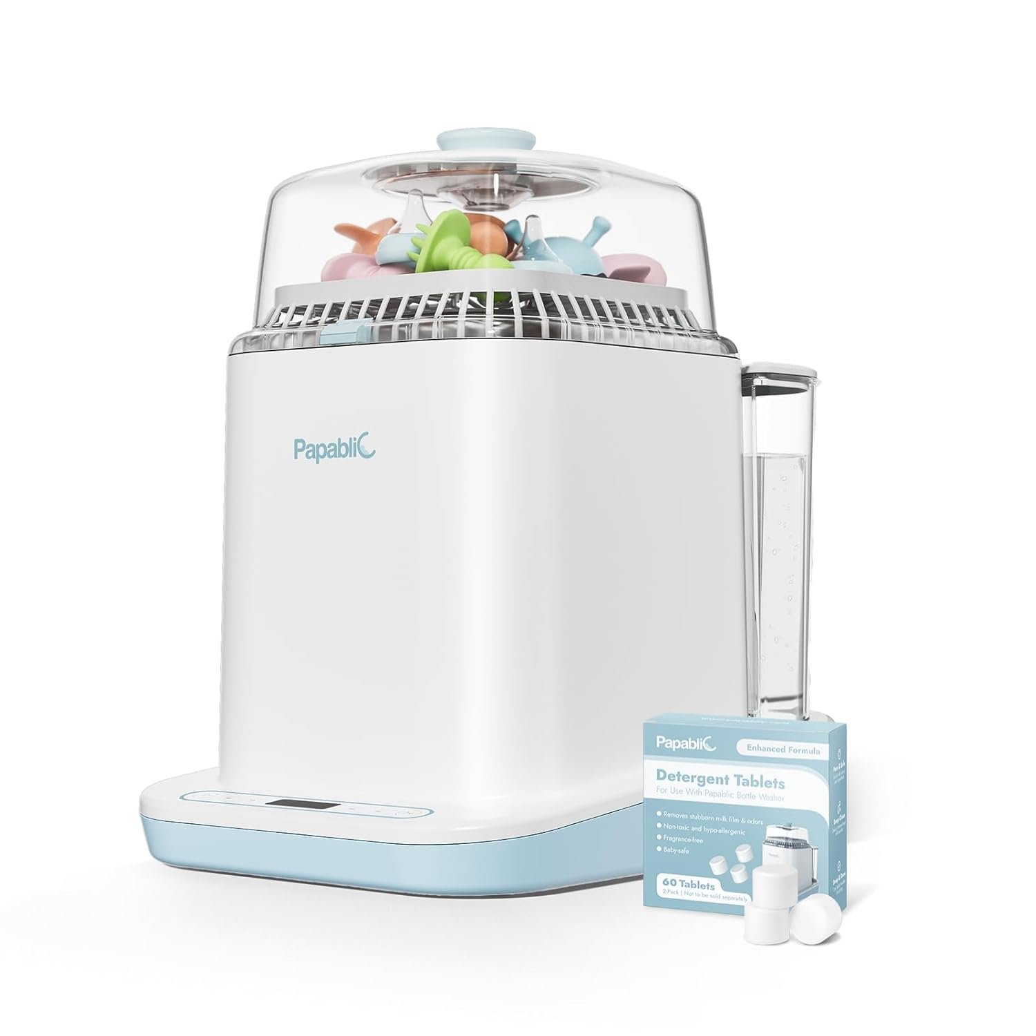 Papablic Bottle Washer Pro, Bottle Washer & Sterilizer & Dryer, 4-in-1 Sanitizer for Bottles, Pump Parts, C-Section& Baby Essentials – Quick & Clean with 60 Detergent Tablets