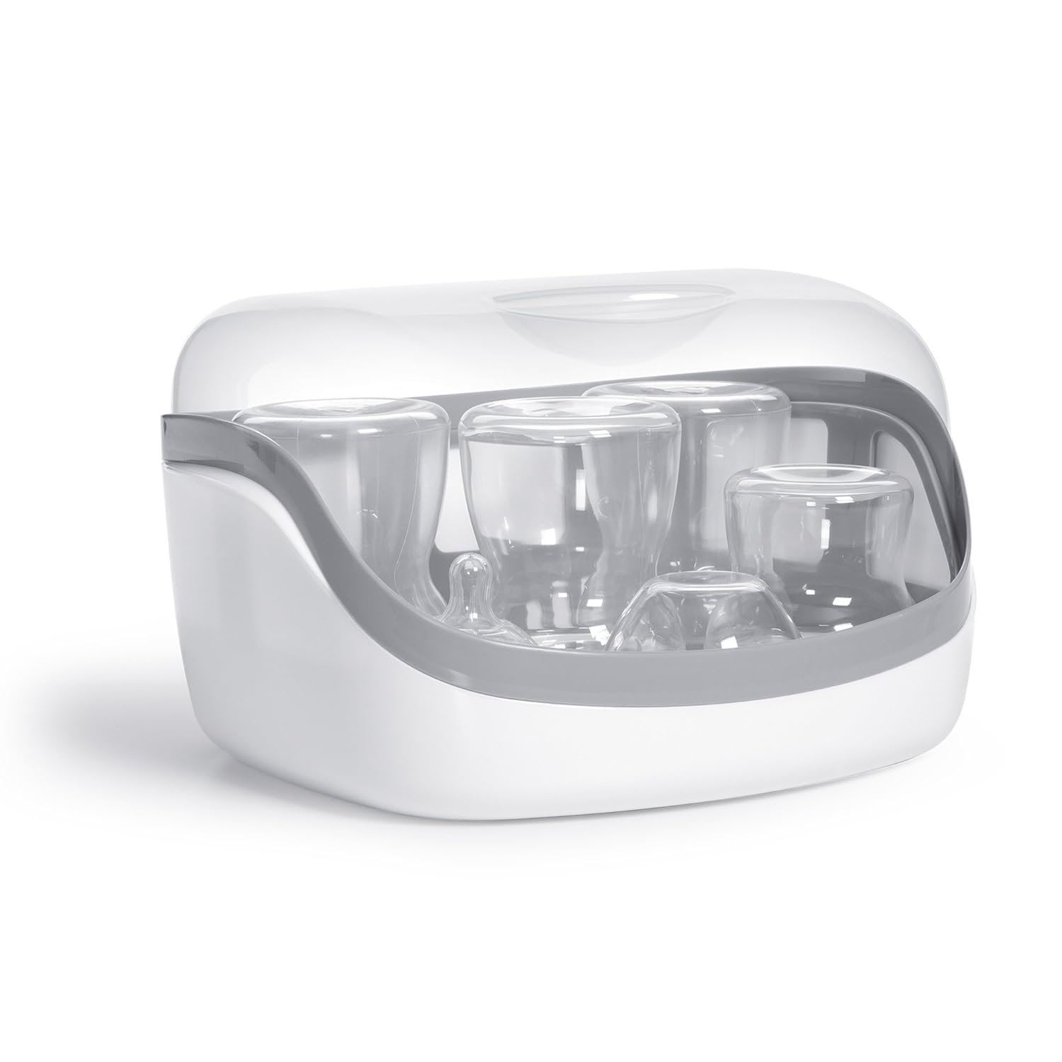Microwave Steam Sterilizer – Removes 99.9% of Dirt Quickly and Naturally with The Power of steam, White/Grey