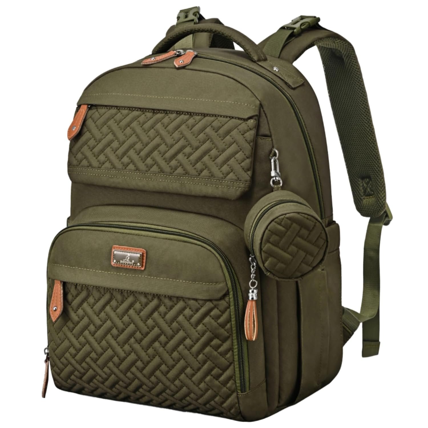 BabbleRoo Diaper Bag Backpack – Travel Large Baby Diaper Bag with Changing pad, Waterproof Baby Bags for Mom & Dad, Unisex Bags with Pacifier Case, Luggage Strap & Stroller Clips– Army Green | with Changing Pad