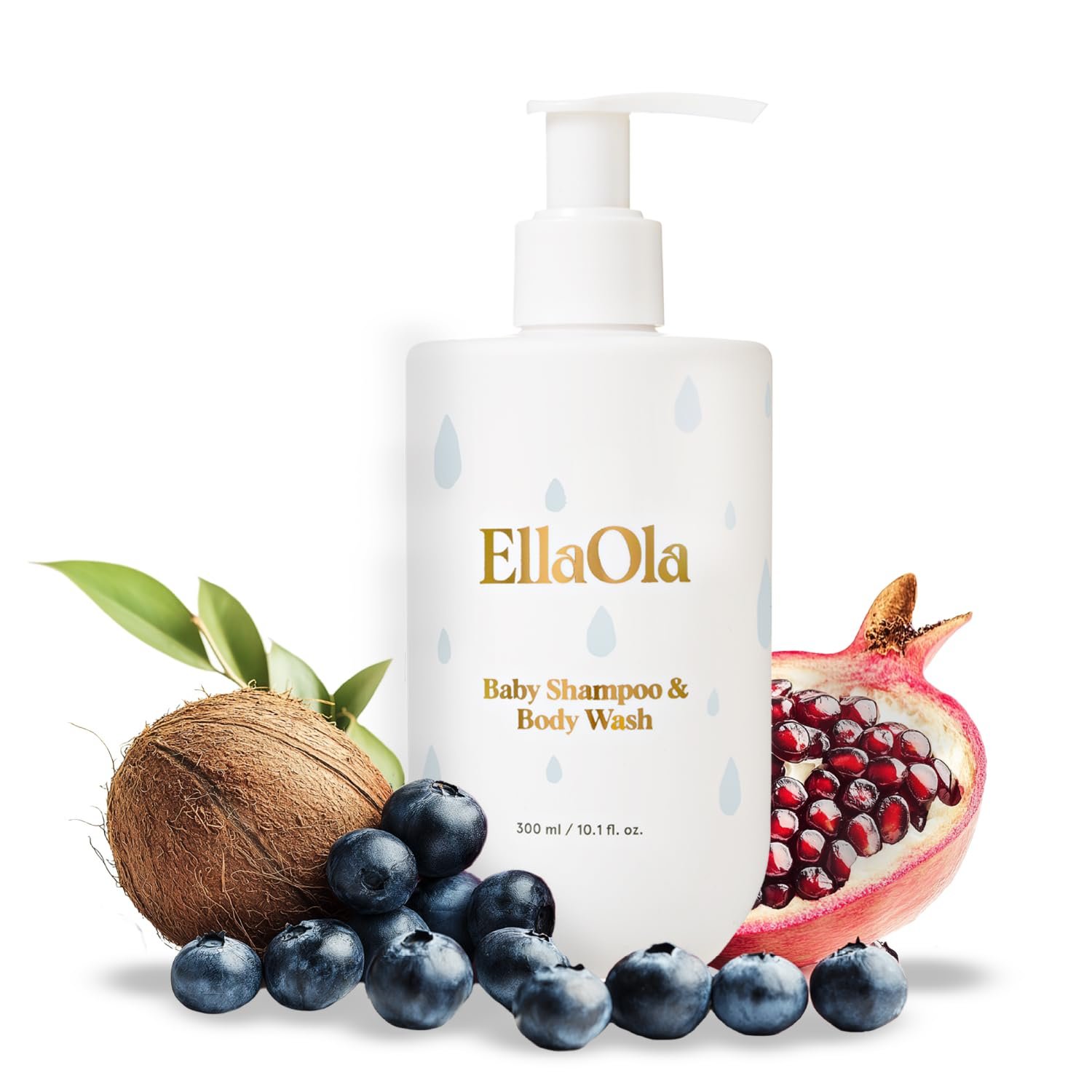 ELLAOLA Tear Free Baby Shampoo & Body Wash – Organic, Hypoallergenic Baby + Kid Soap Hydrates & Nourishes While Gently Cleansing Sensitive Skin, Fragrance Free | 10.1 fl. oz.