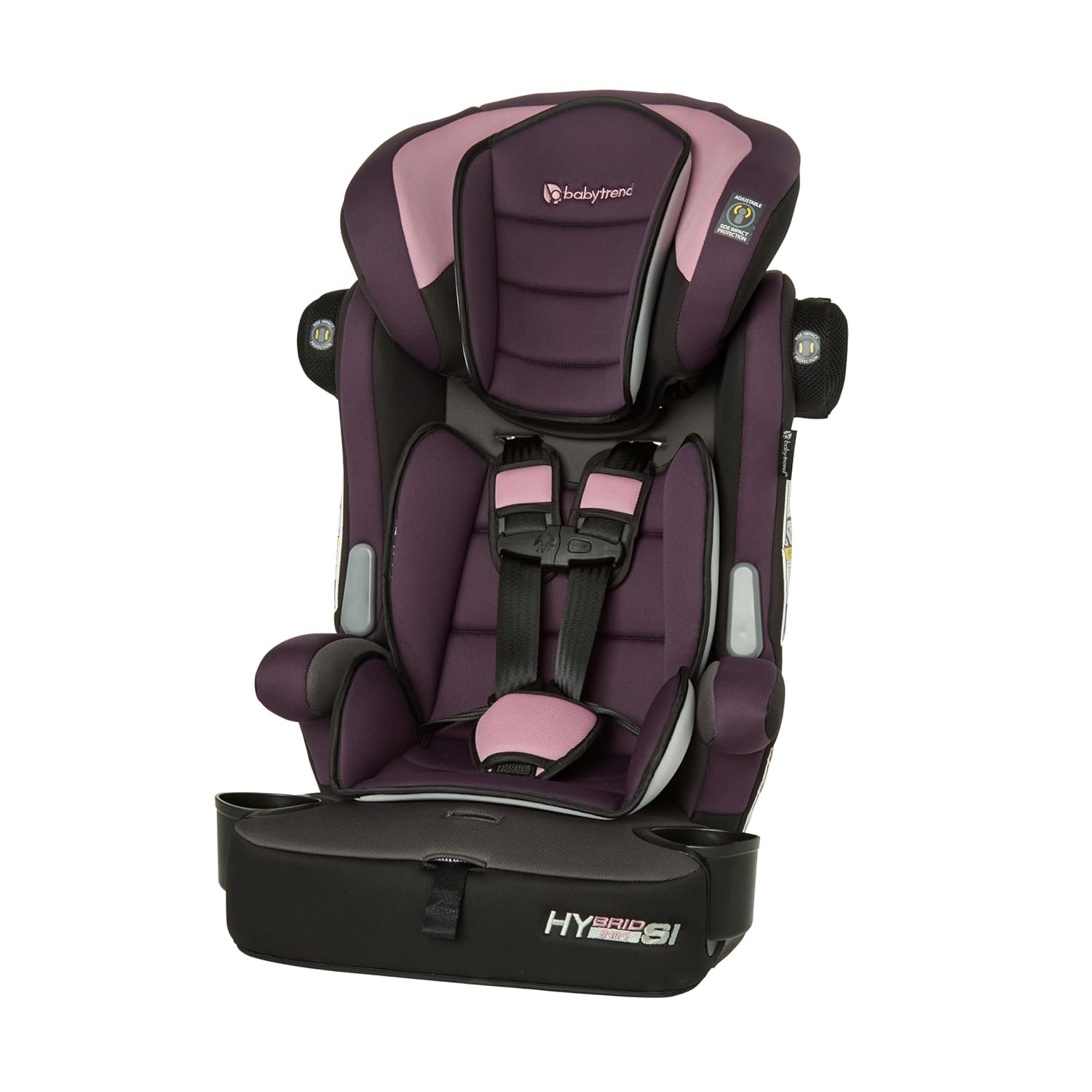 Baby Trend Hybrid SI 3-in-1 Combination Booster Seat, Dash Orchid – Side-Impact Protection, 3-Stage Growth Design, Adjustable Headrest, Cushioned Comfort