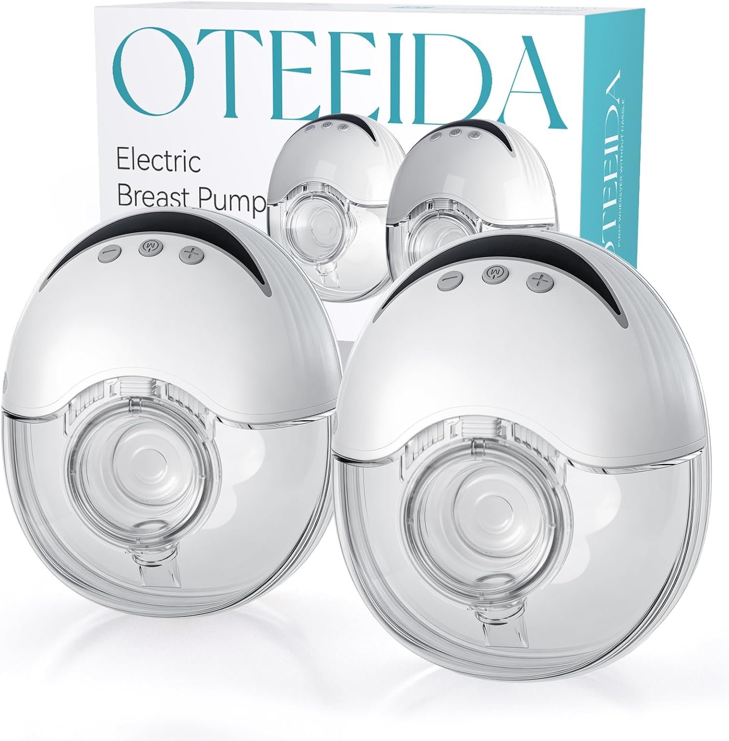 Hands Free Breast Pump Wearable MY-375 – Strong Suction, Low Noise, Portable Electric Breast Pump with 4 Mode & 12 Levels – 19/21/24mm Insert/Flange, 2 Pack (White)