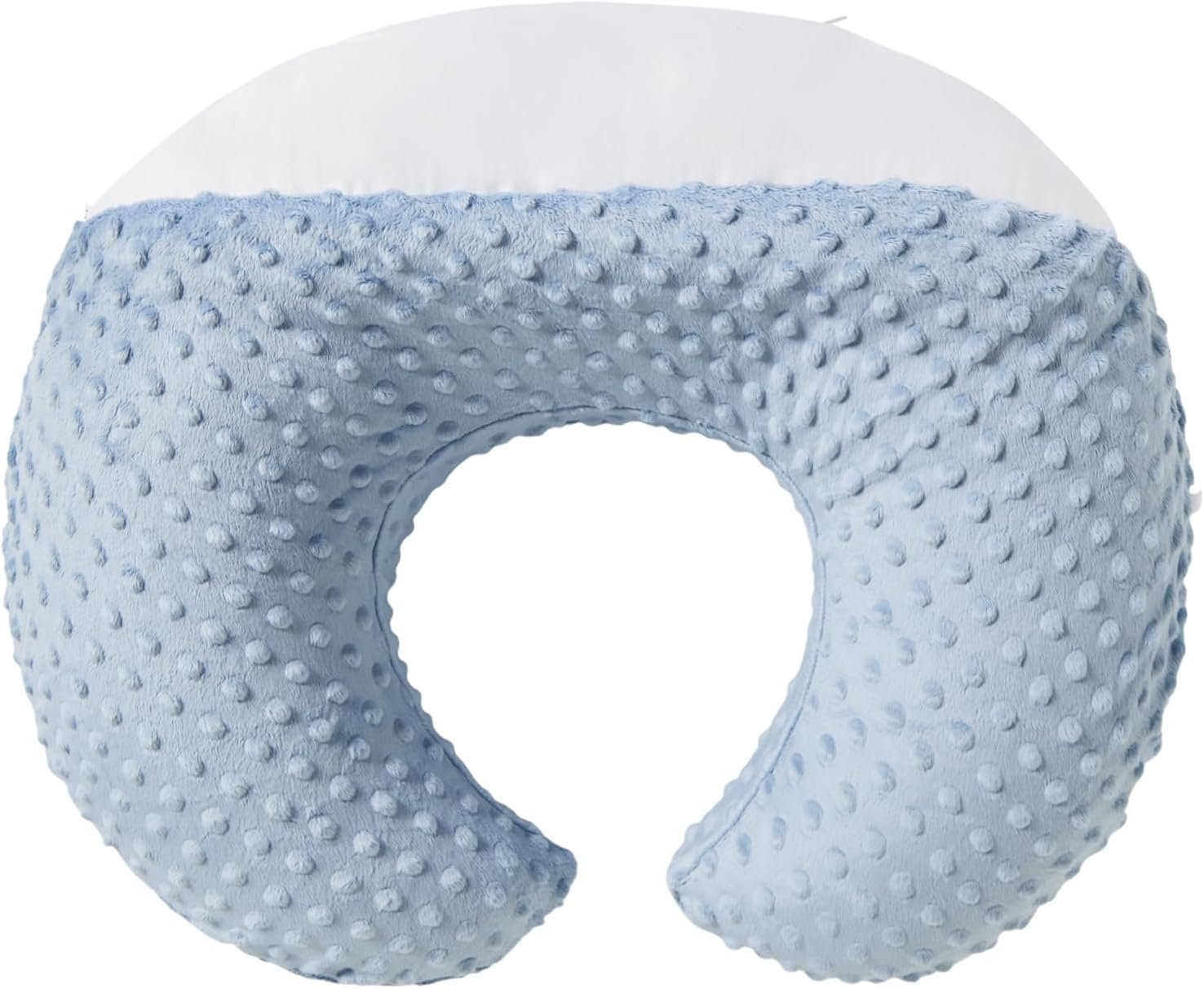 Nursing Pillow and Positioner Breastfeeding and Bottle Feeding | Propping Baby, Tummy Time, Sitting Support for Baby Boy and Baby Girl, with Removable Dots Cover (Blue)