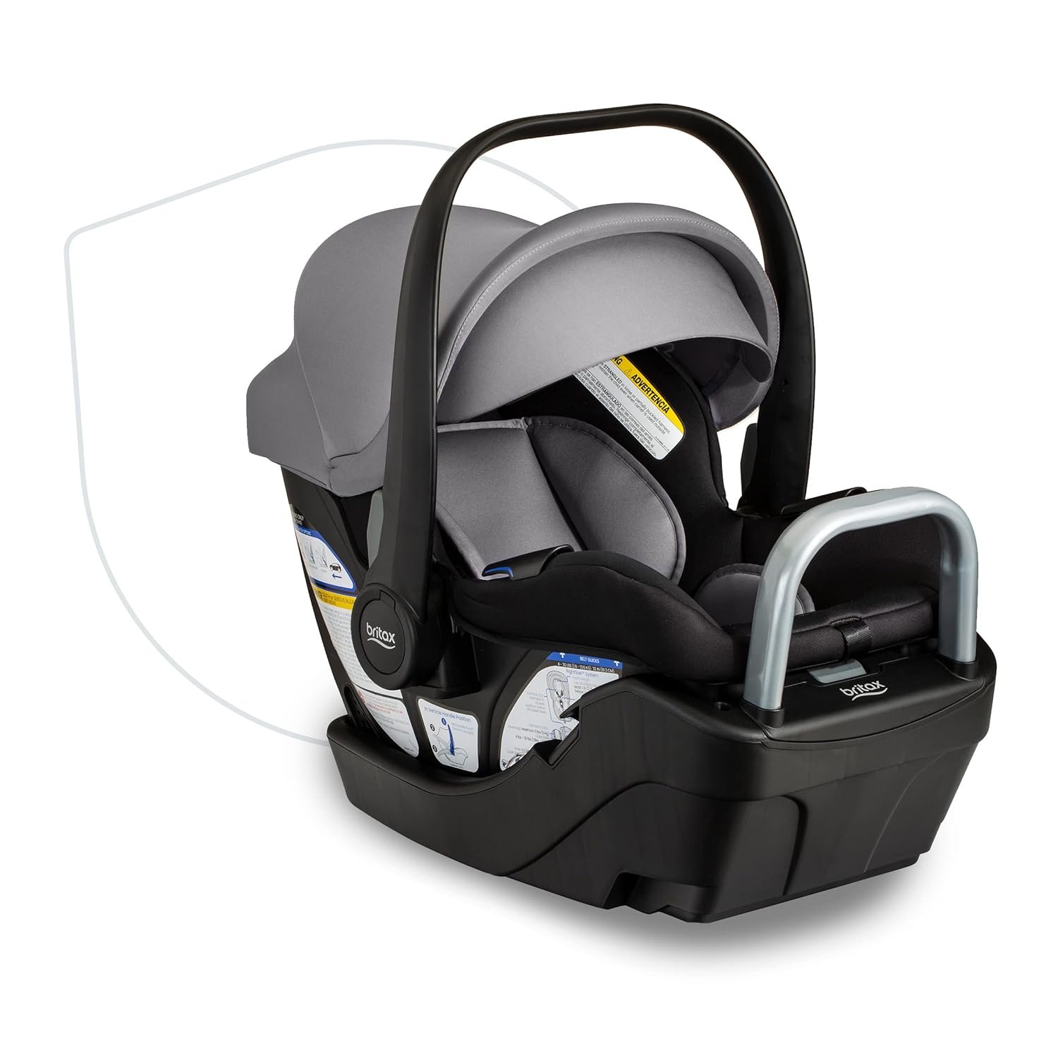 Britax Willow S Infant Car Seat With Alpine Base — Graphite Onyx | Rear Facing Lightweight Baby Car Seat With ClickTight for Easy Installation, Naturally Flame-Retardant SafeWash Fabrics