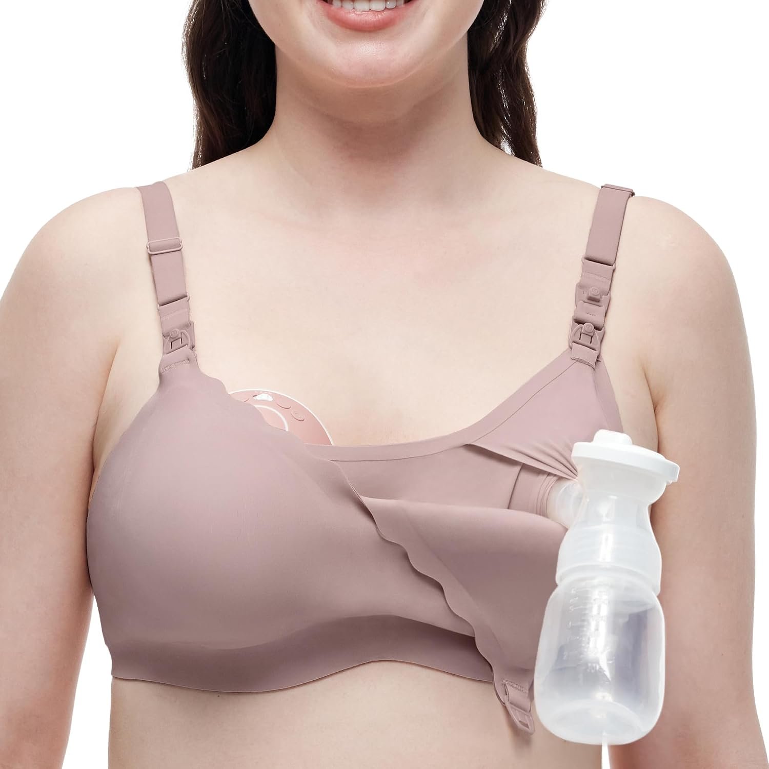 Momcozy 4-in-1 Hands-Free Pumping Bra with Cooling Fabric & Jelly-Strip Support, Nursing & Breast Pump Bra for All-Day Wear
