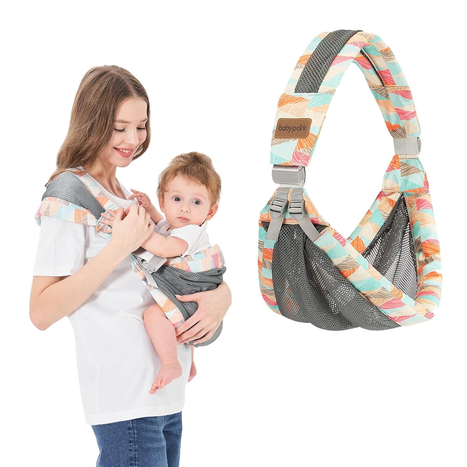 IULONEE Baby Wraps Carrier Baby Carrier Newborn to Toddler Lightweight Infant Wrap Sling Baby Holder Adjustable Toddler Carrier Holder Ergonomic Baby Sling for Newborn Up to 6-36 Months (Colorful)