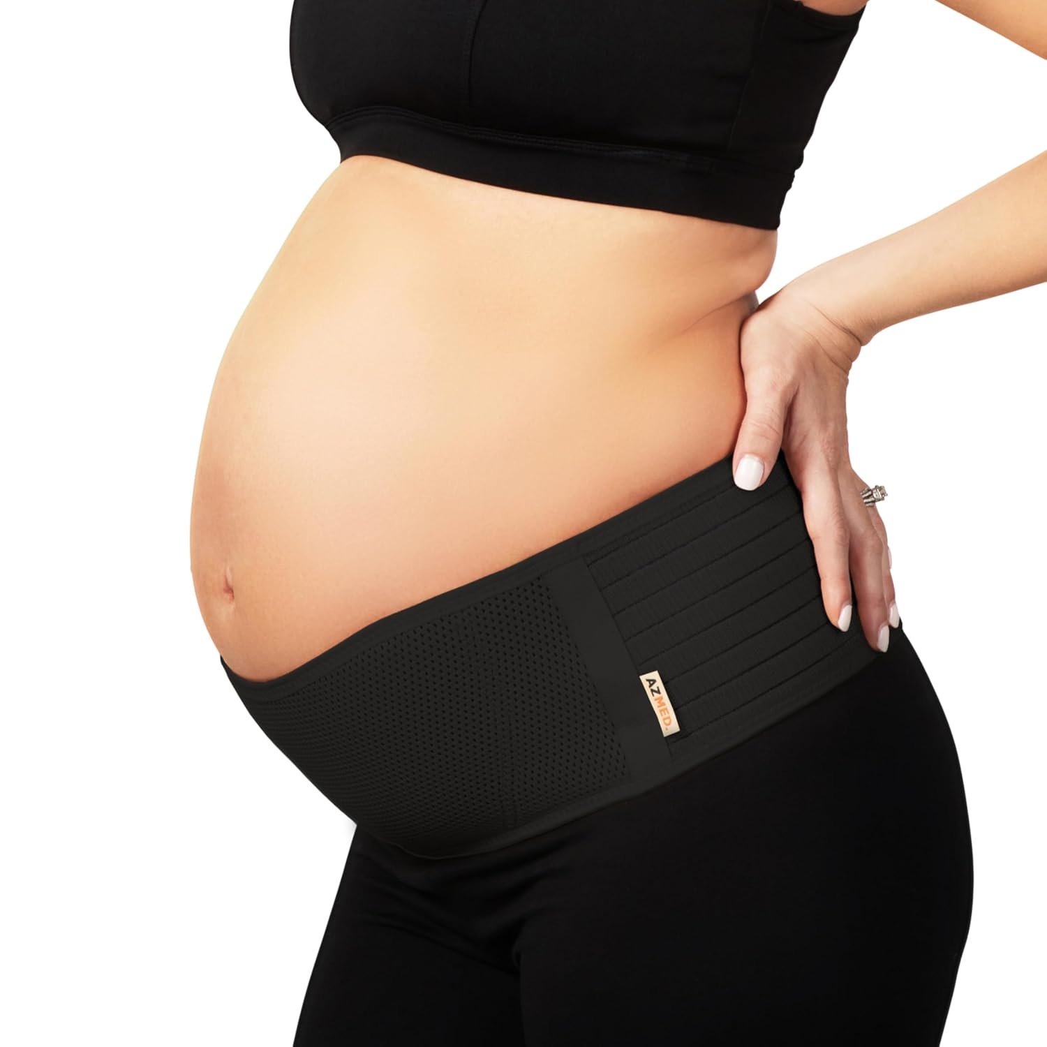 AZMED Maternity Belt Back Support – Adjustable Abdominal Binder for Pregnancy – Belly Band for Pelvic, Waist & Lower Back Comfort – Fits Up to 46 Inches – Black
