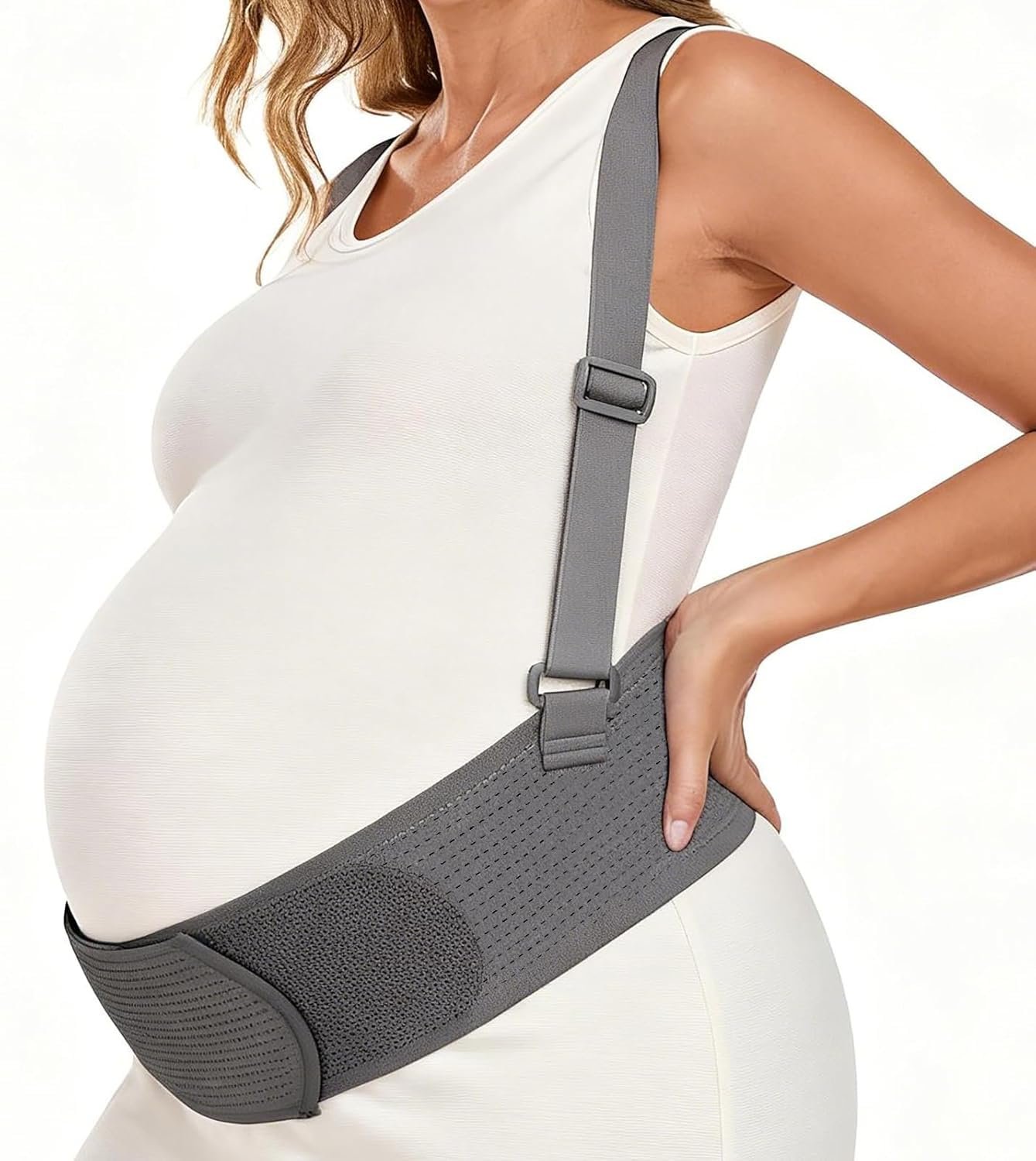 Pregnancy Belly Bands for Pregnant Women, Maternity Belly Band Pregnancy Support Belt with Adjustable Straps (Gray, Medium)