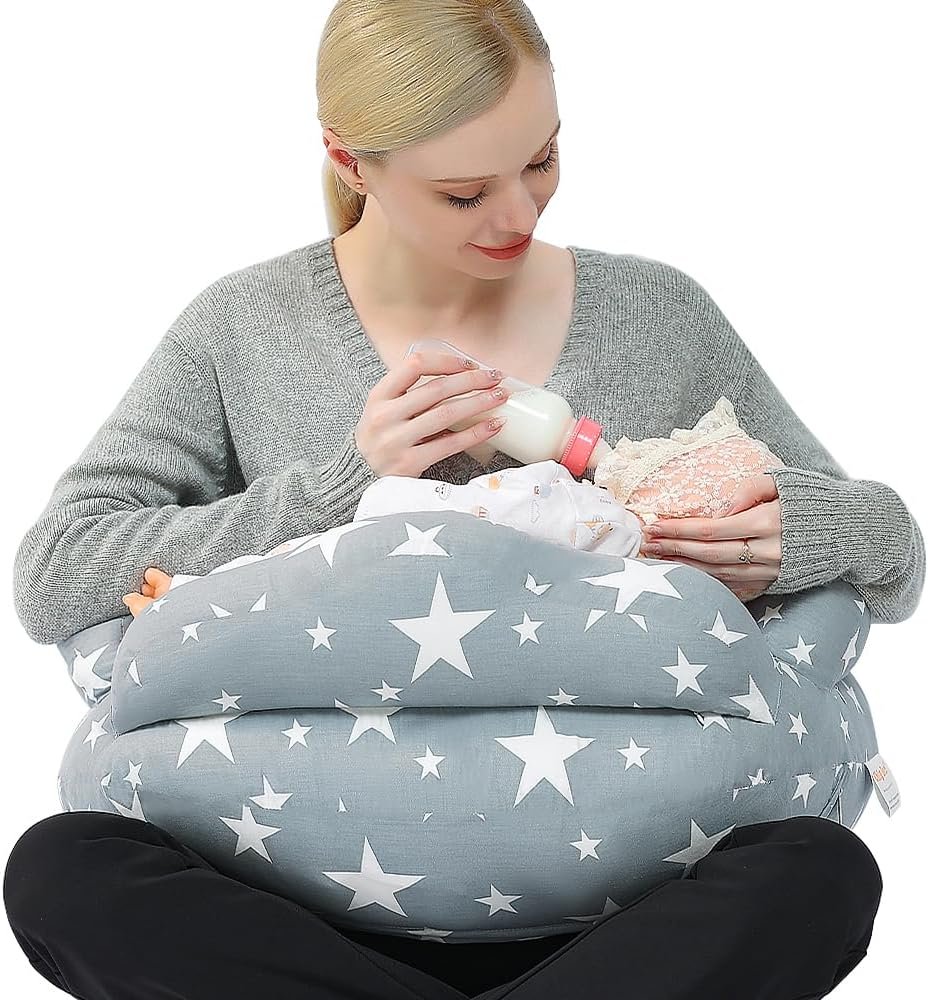 Chilling Home Nursing Pillow for Breastfeeding, Adjustable Nursing Pillow Breast Feeding Pillow Bottle Feeding, Breastfeeding Essentials for Newborn, Removable Cover